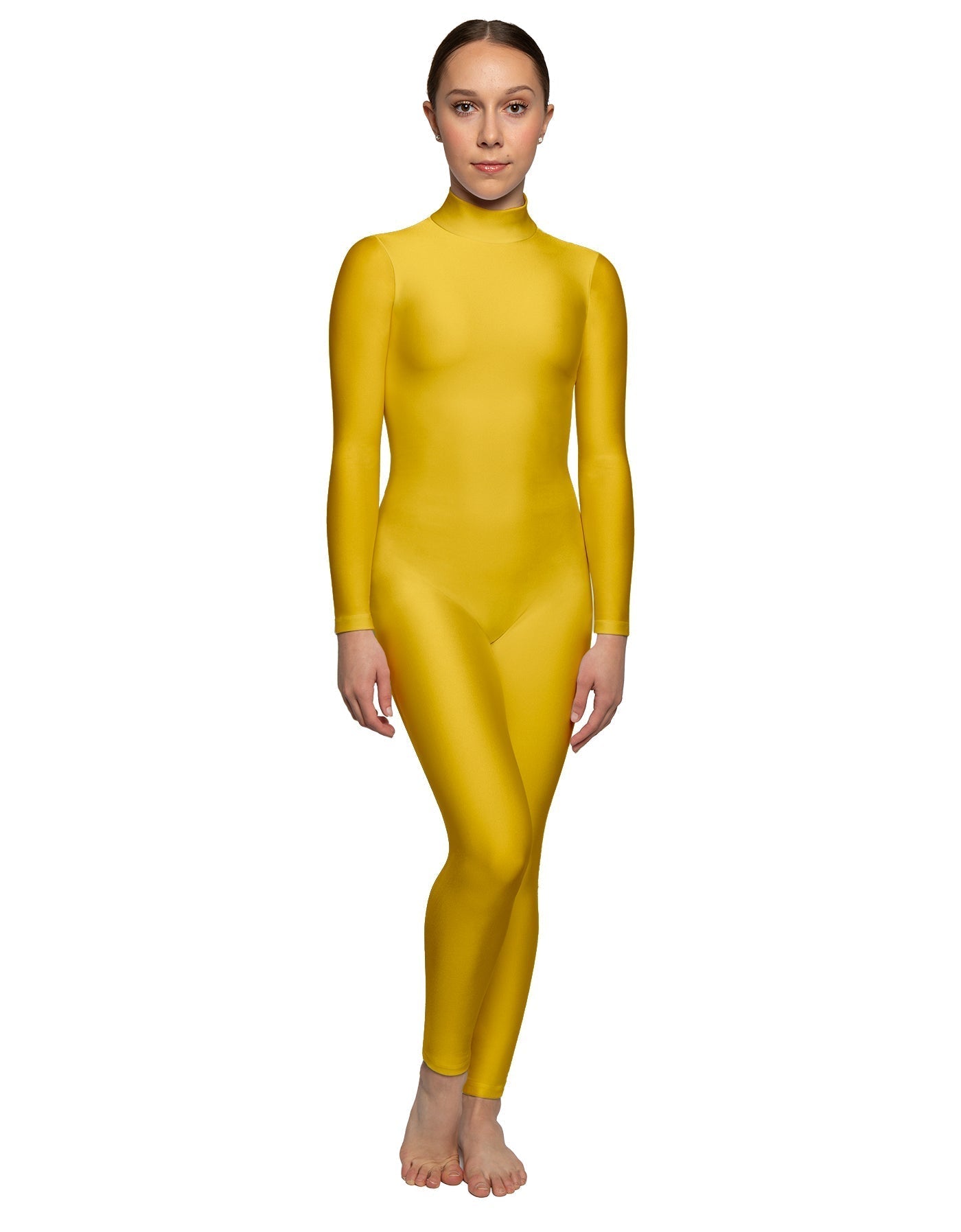 Solid Lycra LS Tneck Open Back Unitard