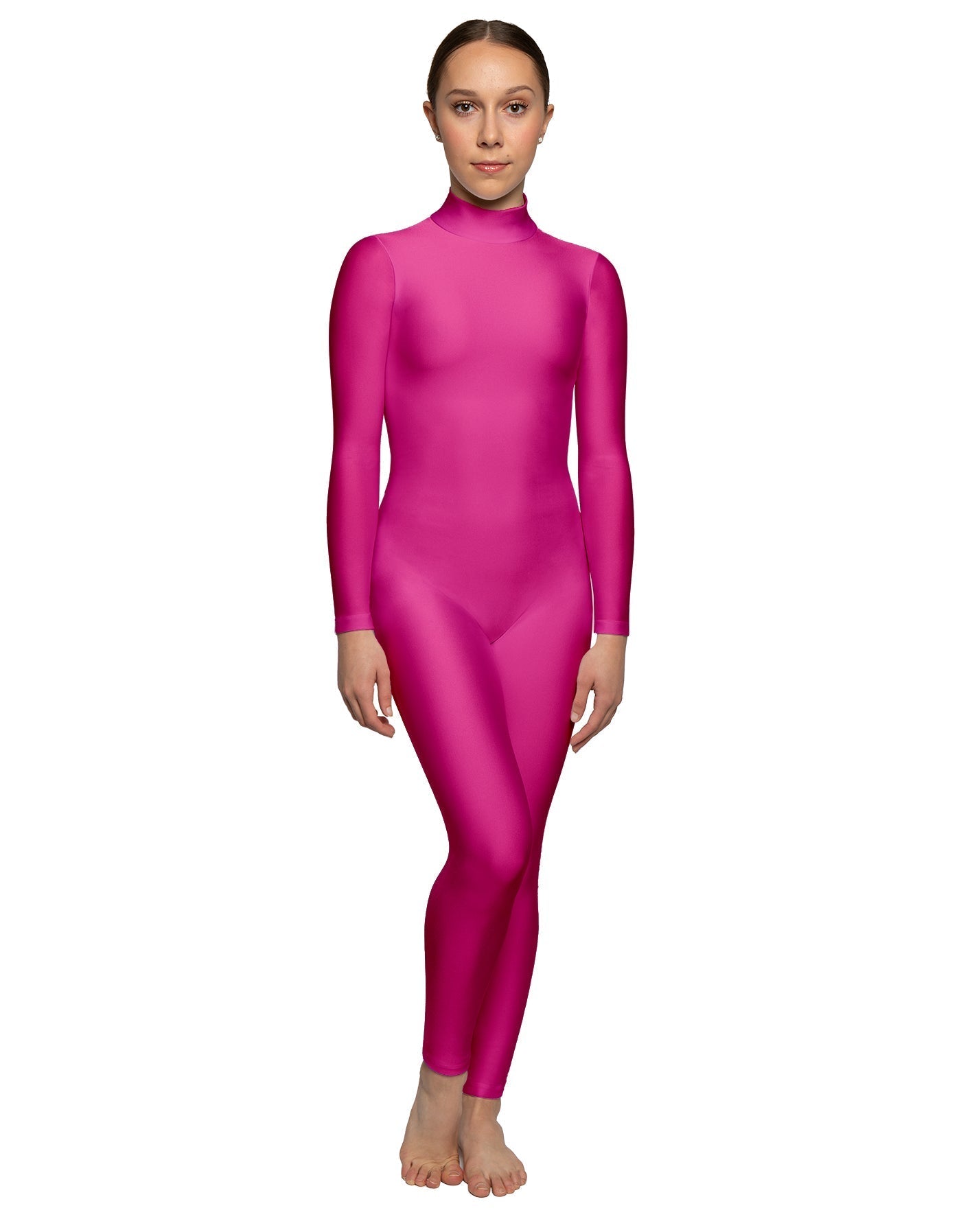 Solid Lycra LS Tneck Open Back Unitard
