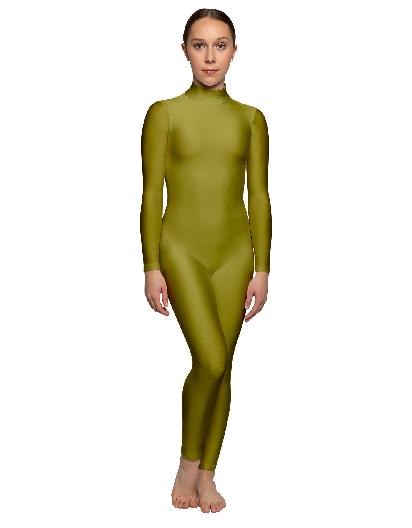 Solid Lycra LS Tneck Open Back Unitard