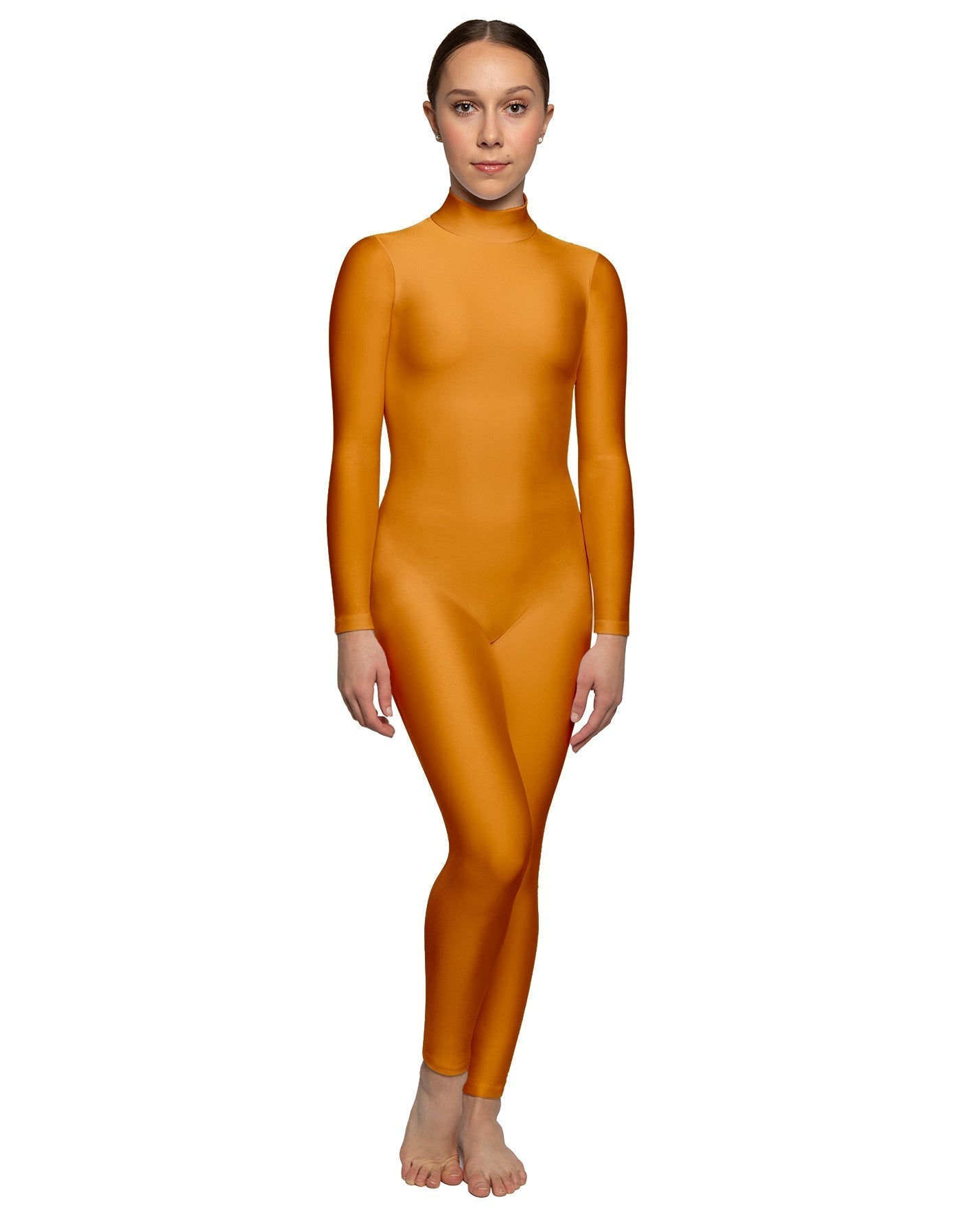 Solid Lycra LS Tneck Open Back Unitard