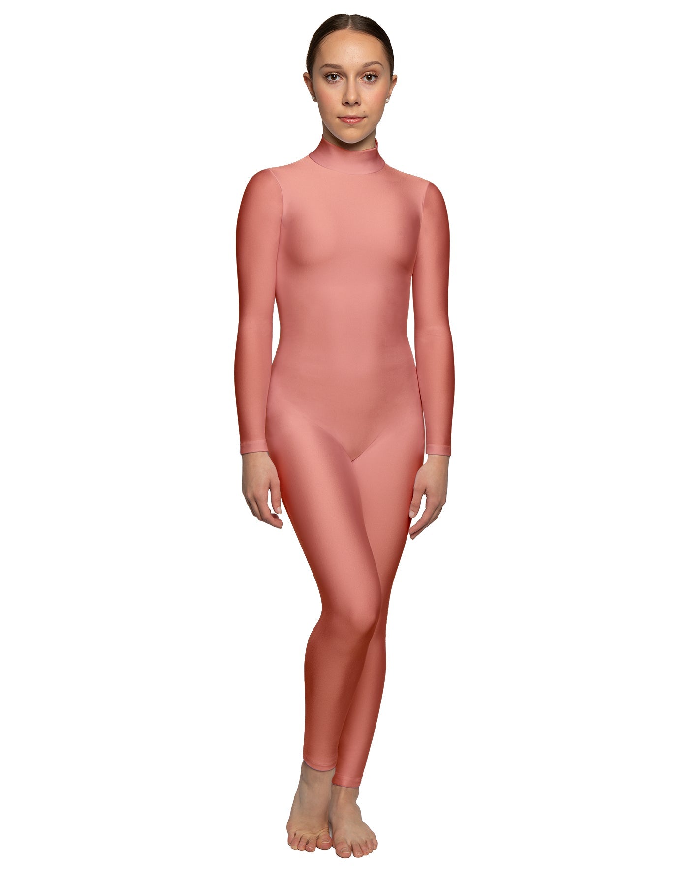 Solid Lycra LS Tneck Open Back Unitard