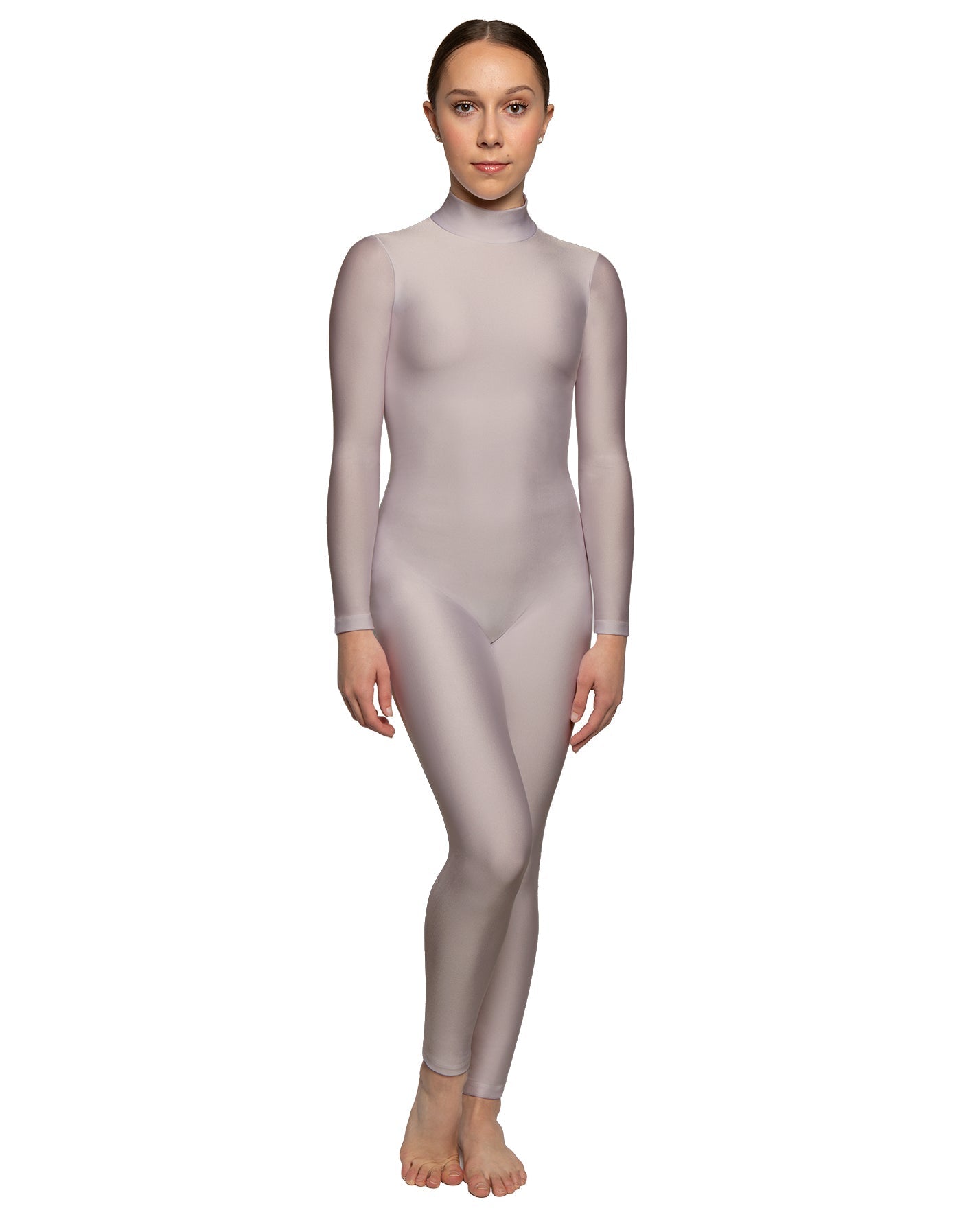 Solid Lycra LS Tneck Open Back Unitard