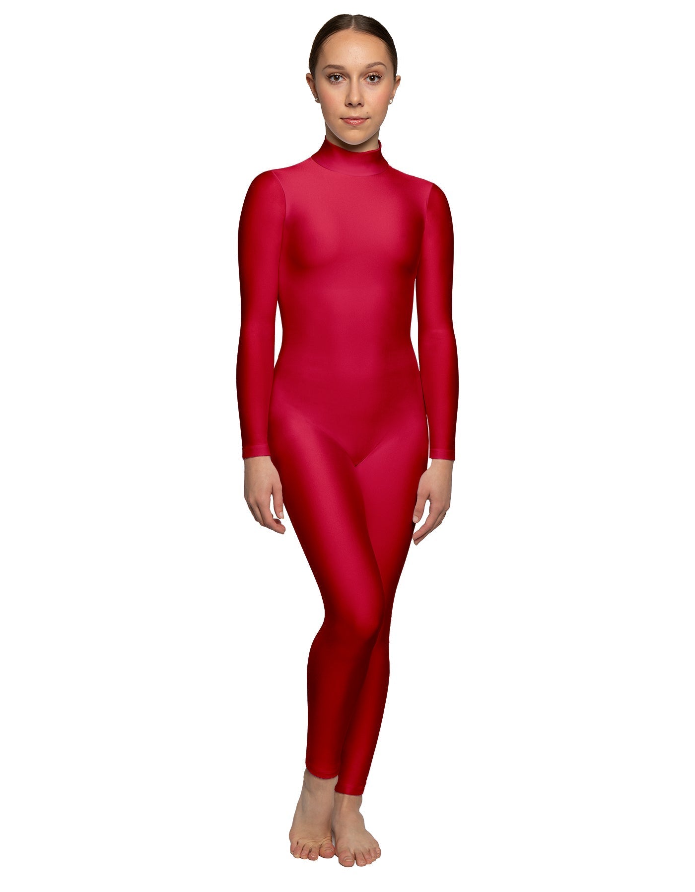 Solid Lycra LS Tneck Open Back Unitard