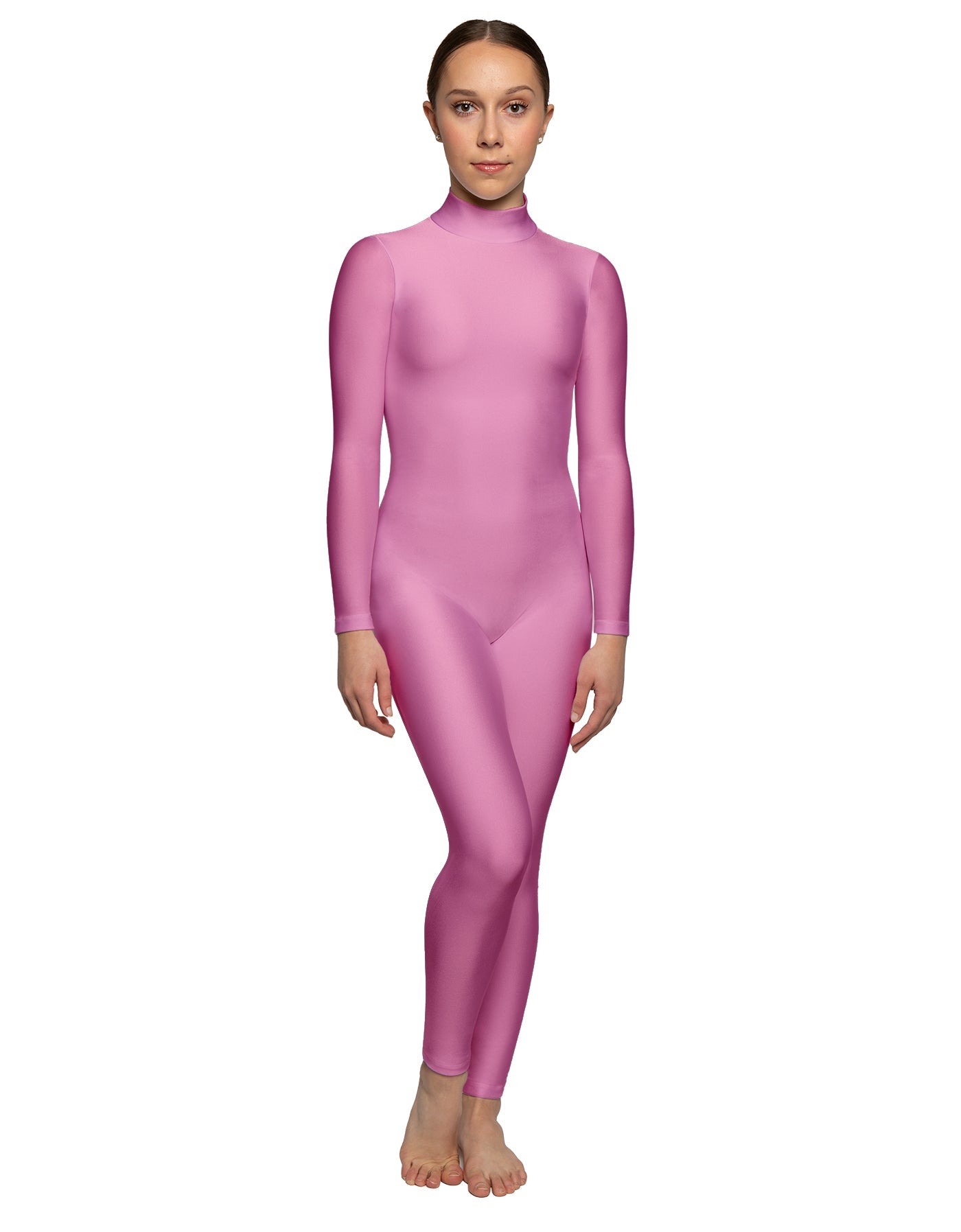 Solid Lycra LS Tneck Open Back Unitard