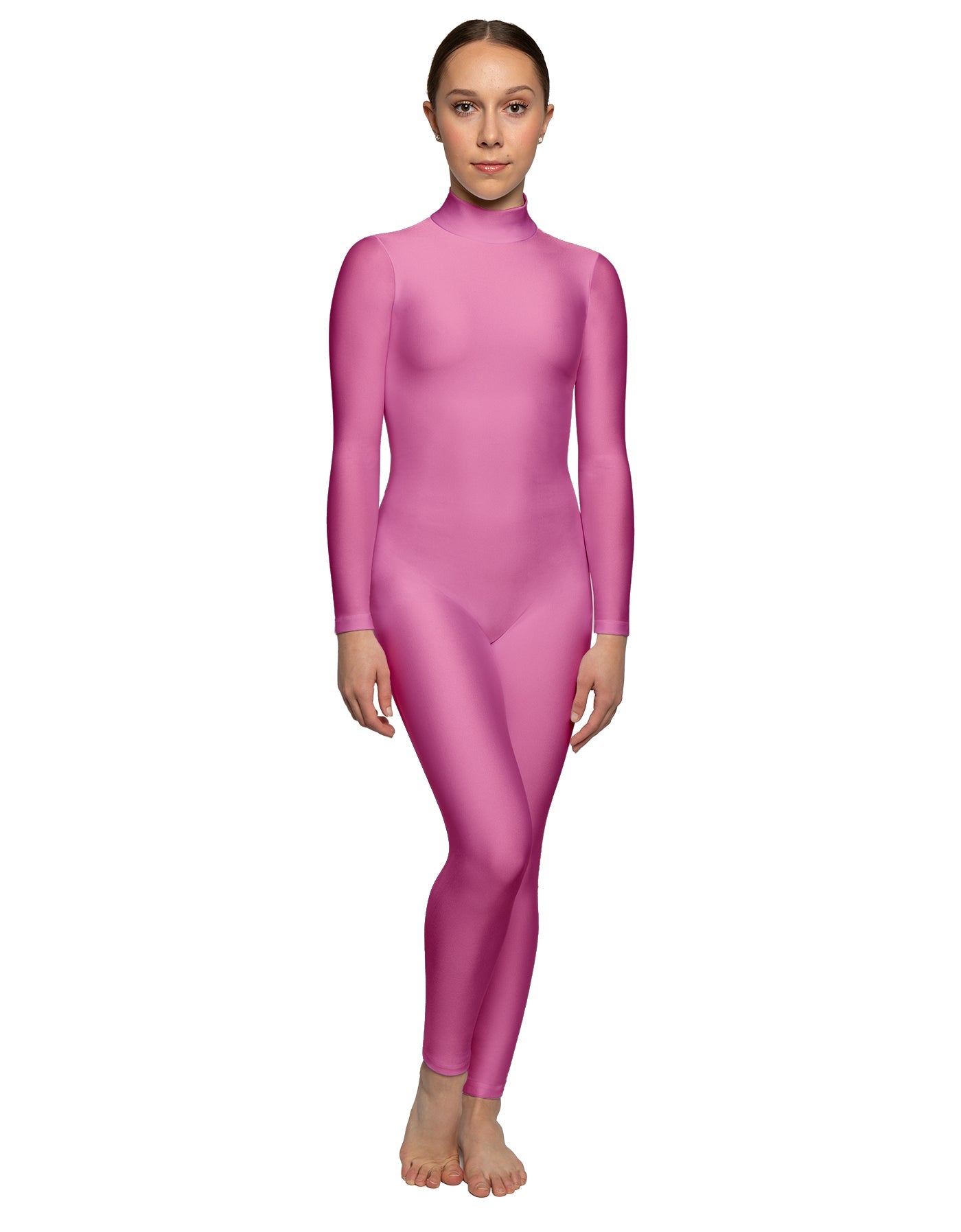 Solid Lycra LS Tneck Open Back Unitard