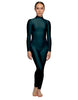 Solid Lycra LS Tneck Open Back Unitard