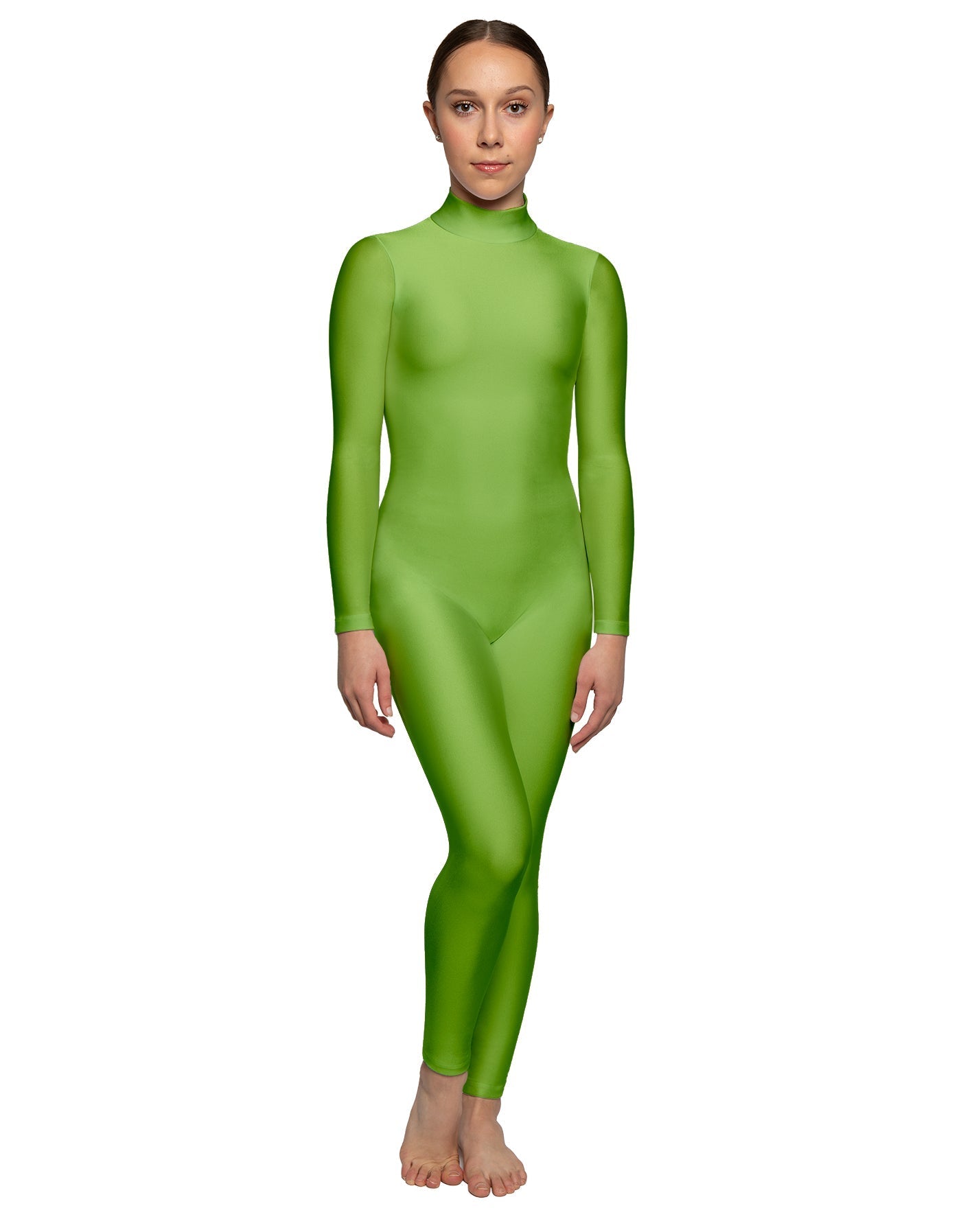 Solid Lycra LS Tneck Open Back Unitard