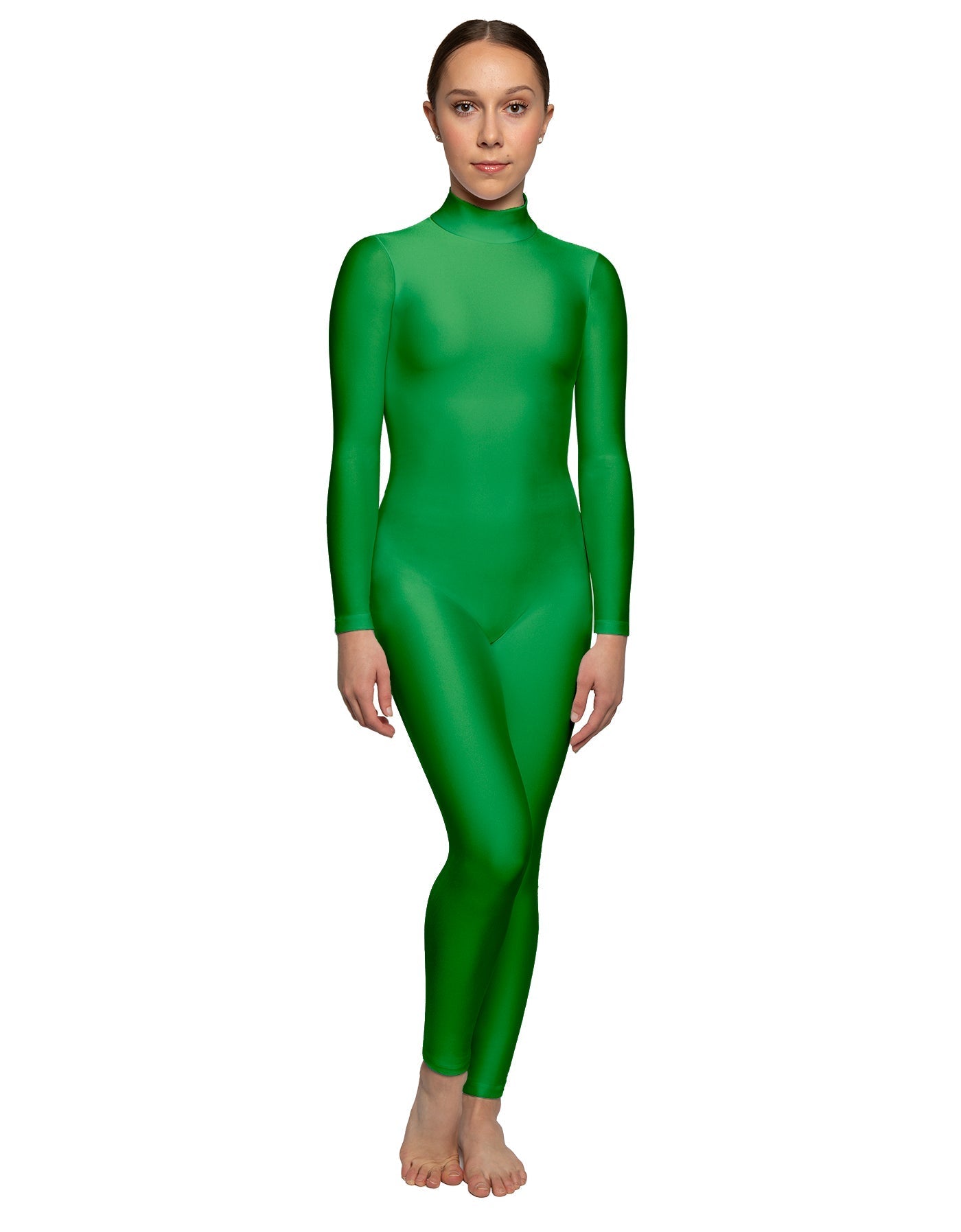 Solid Lycra LS Tneck Open Back Unitard