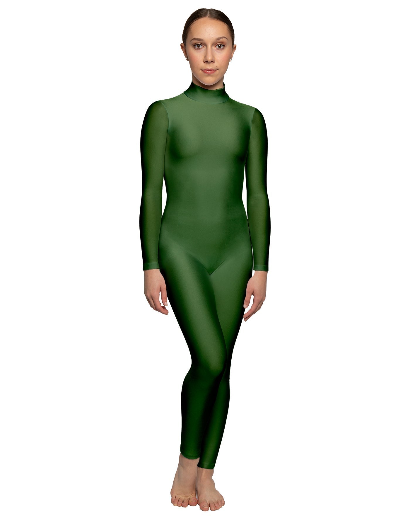 Solid Lycra LS Tneck Open Back Unitard