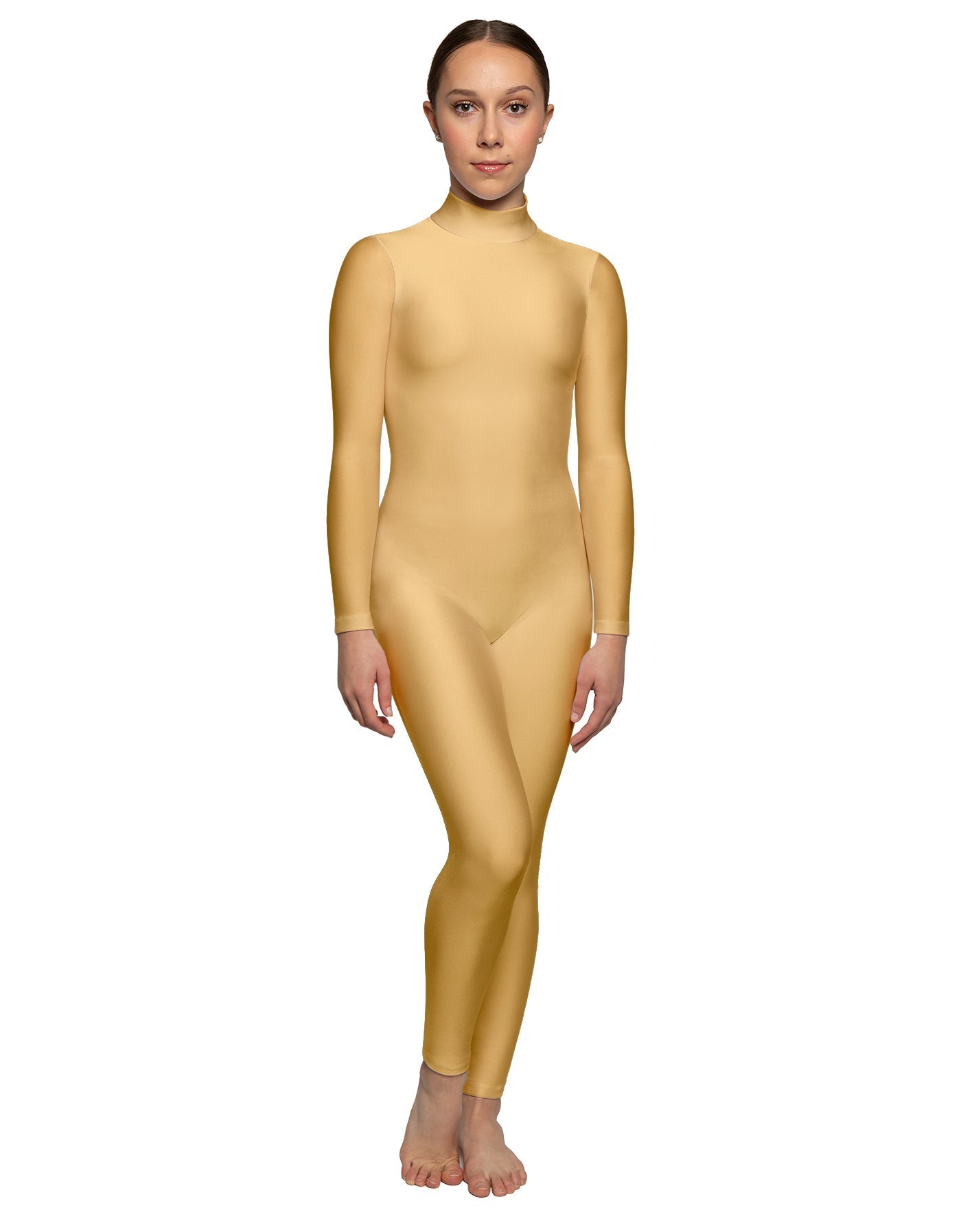 Solid Lycra LS Tneck Open Back Unitard