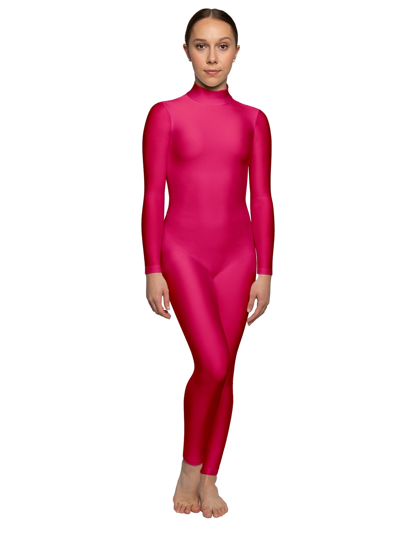 Solid Lycra LS Tneck Open Back Unitard