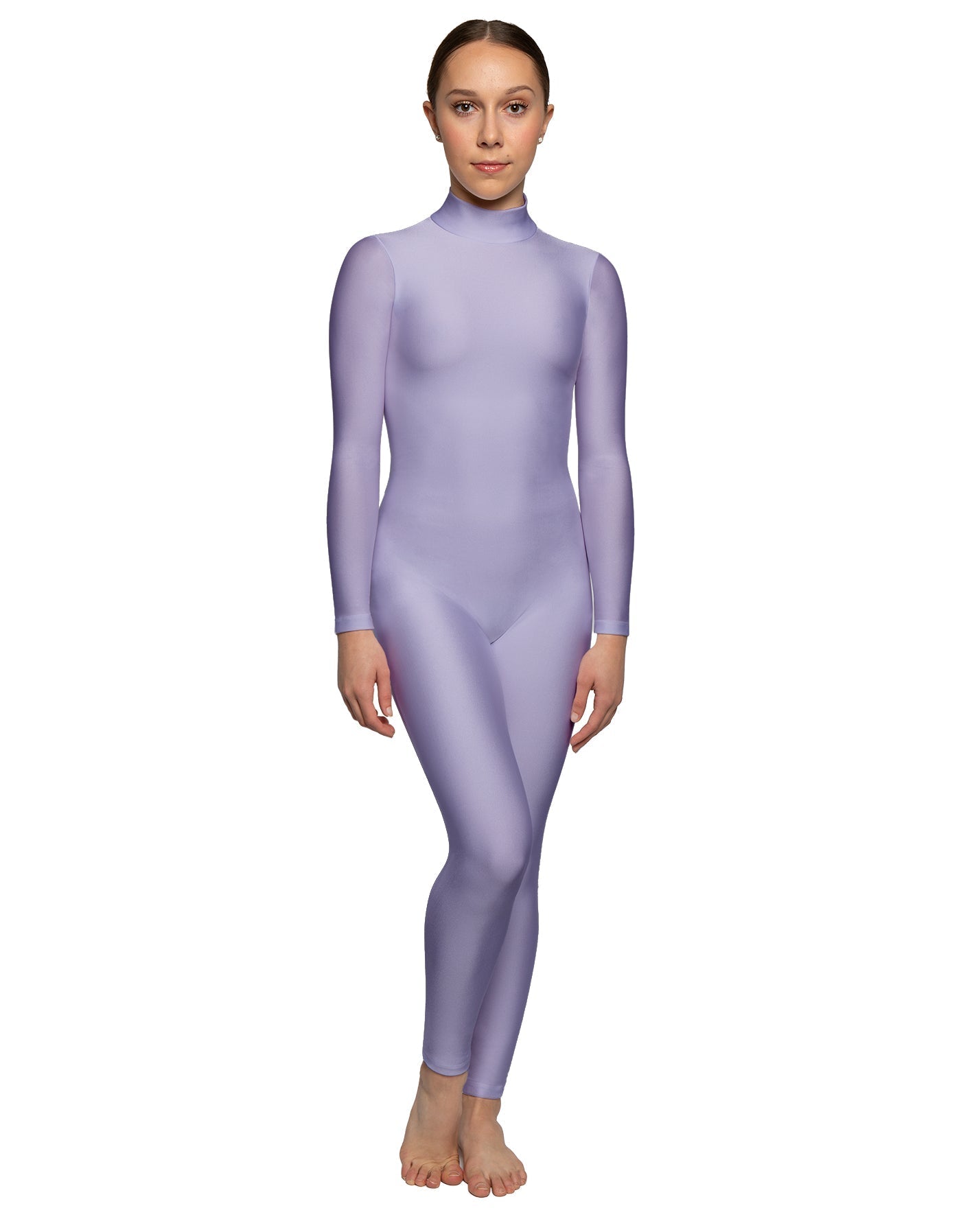 Solid Lycra LS Tneck Open Back Unitard
