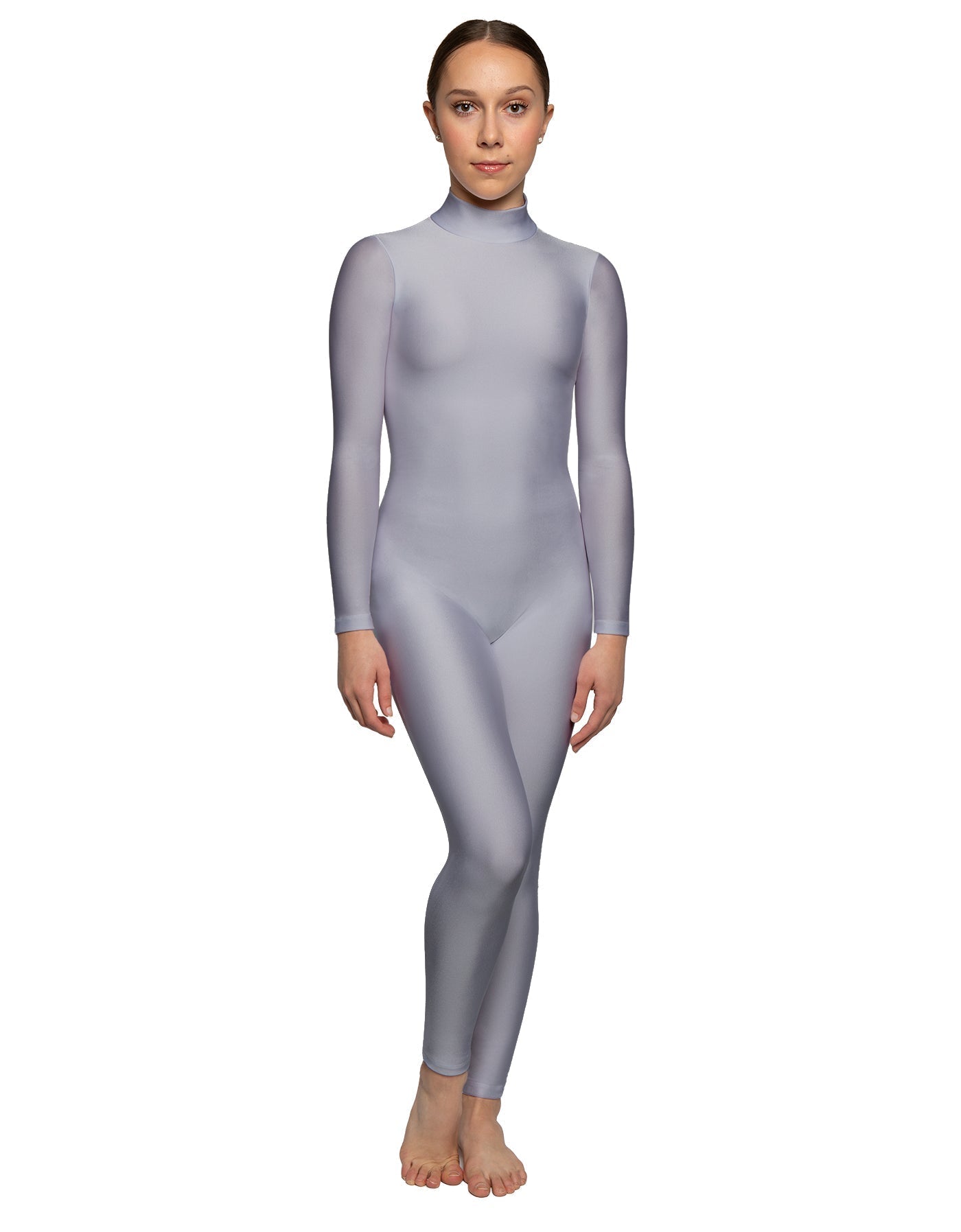 Solid Lycra LS Tneck Open Back Unitard