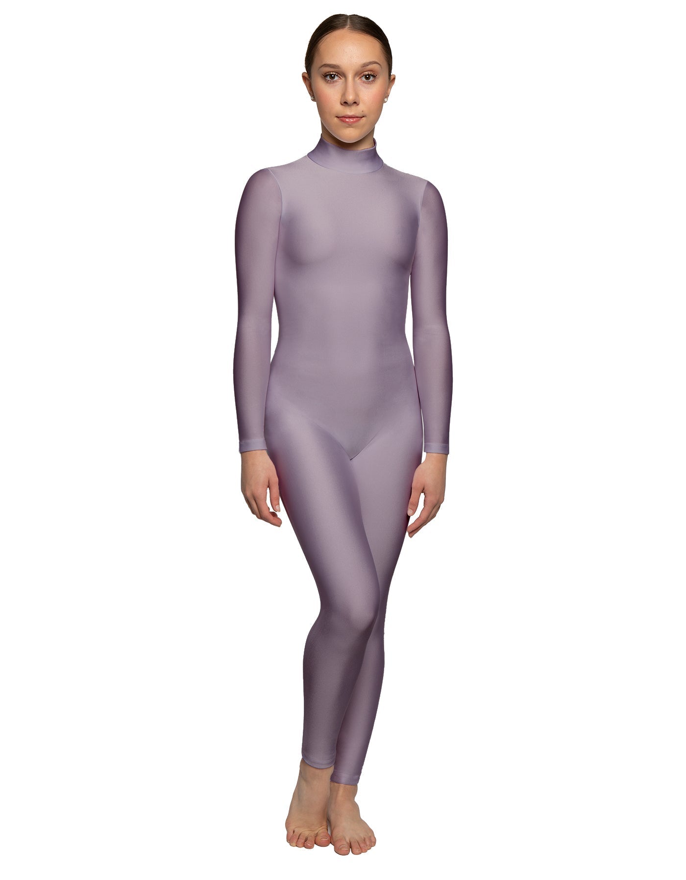 Solid Lycra LS Tneck Open Back Unitard