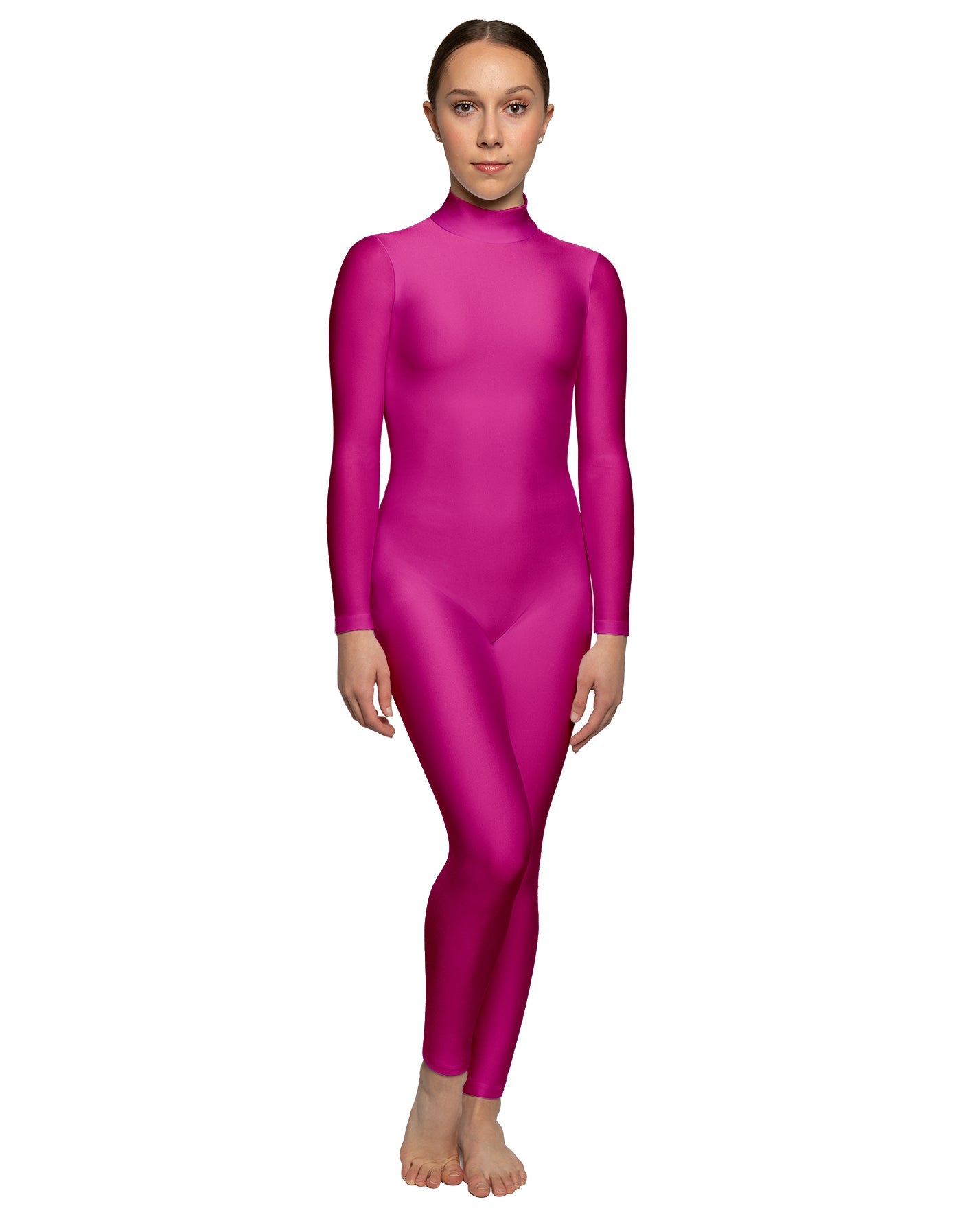 Solid Lycra LS Tneck Open Back Unitard