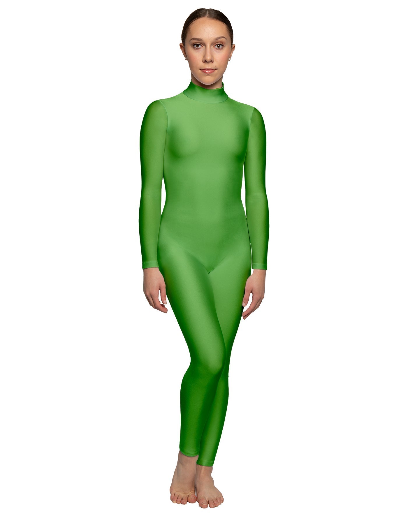 Solid Lycra LS Tneck Open Back Unitard