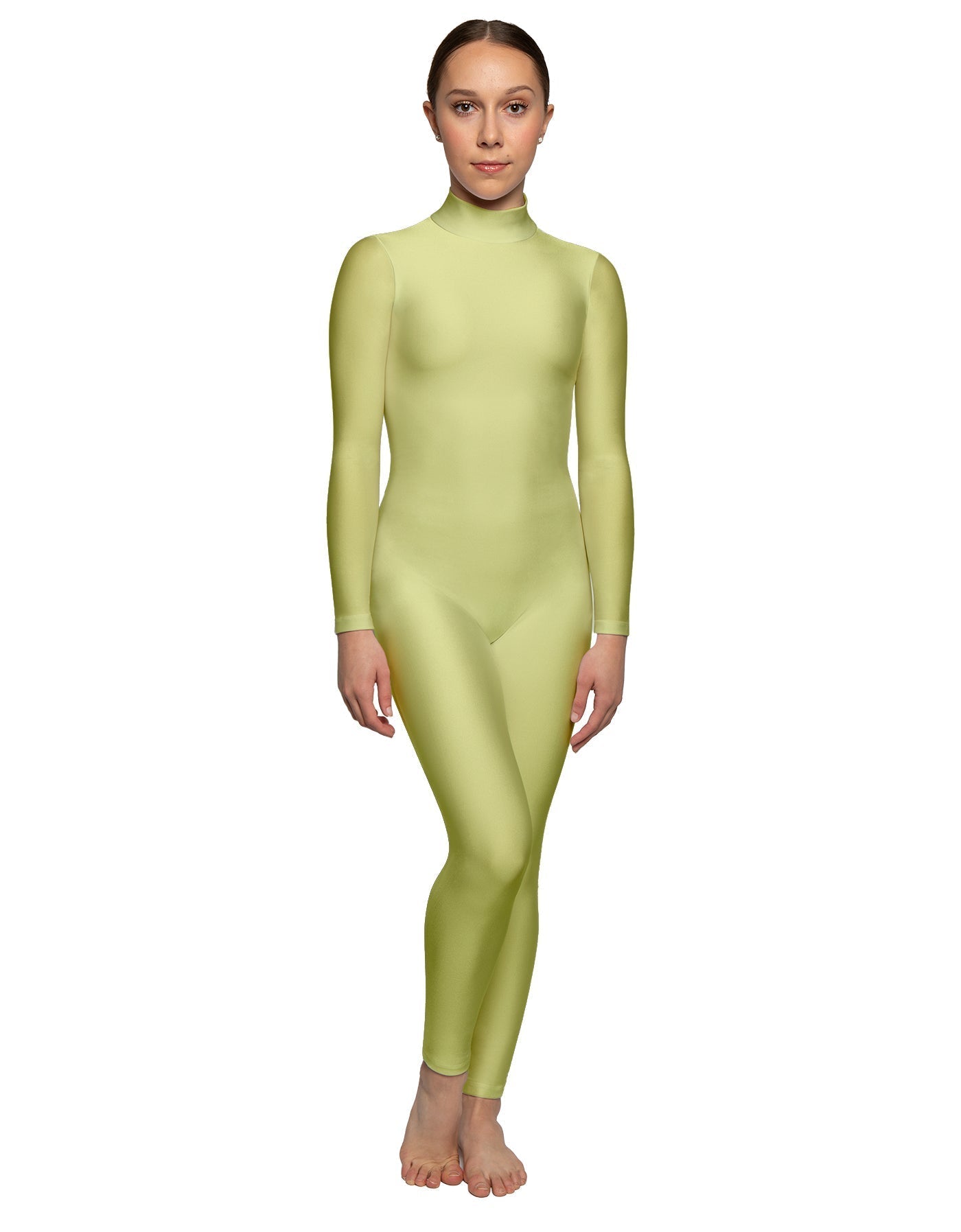 Solid Lycra LS Tneck Open Back Unitard