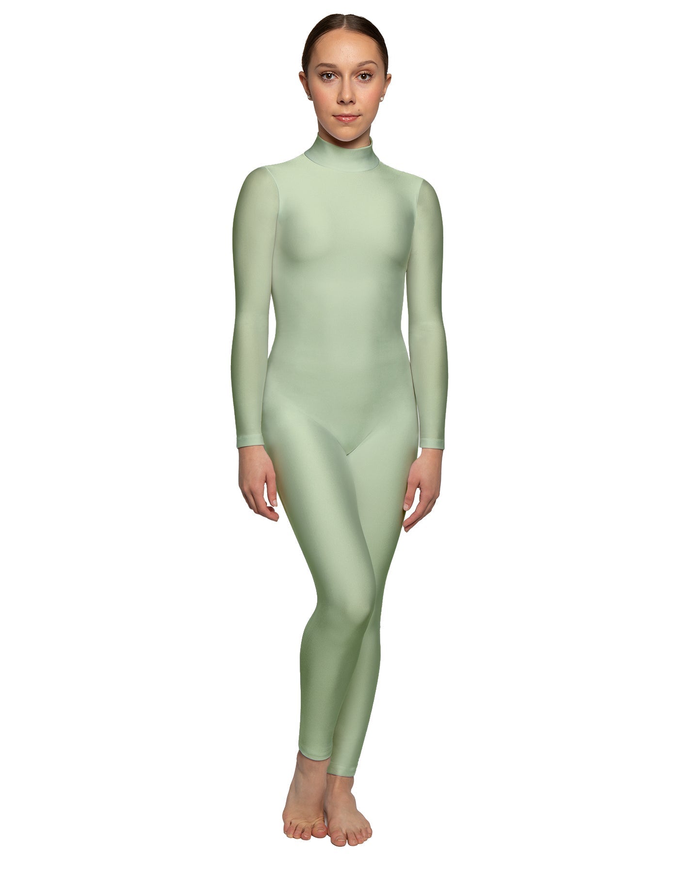 Solid Lycra LS Tneck Open Back Unitard