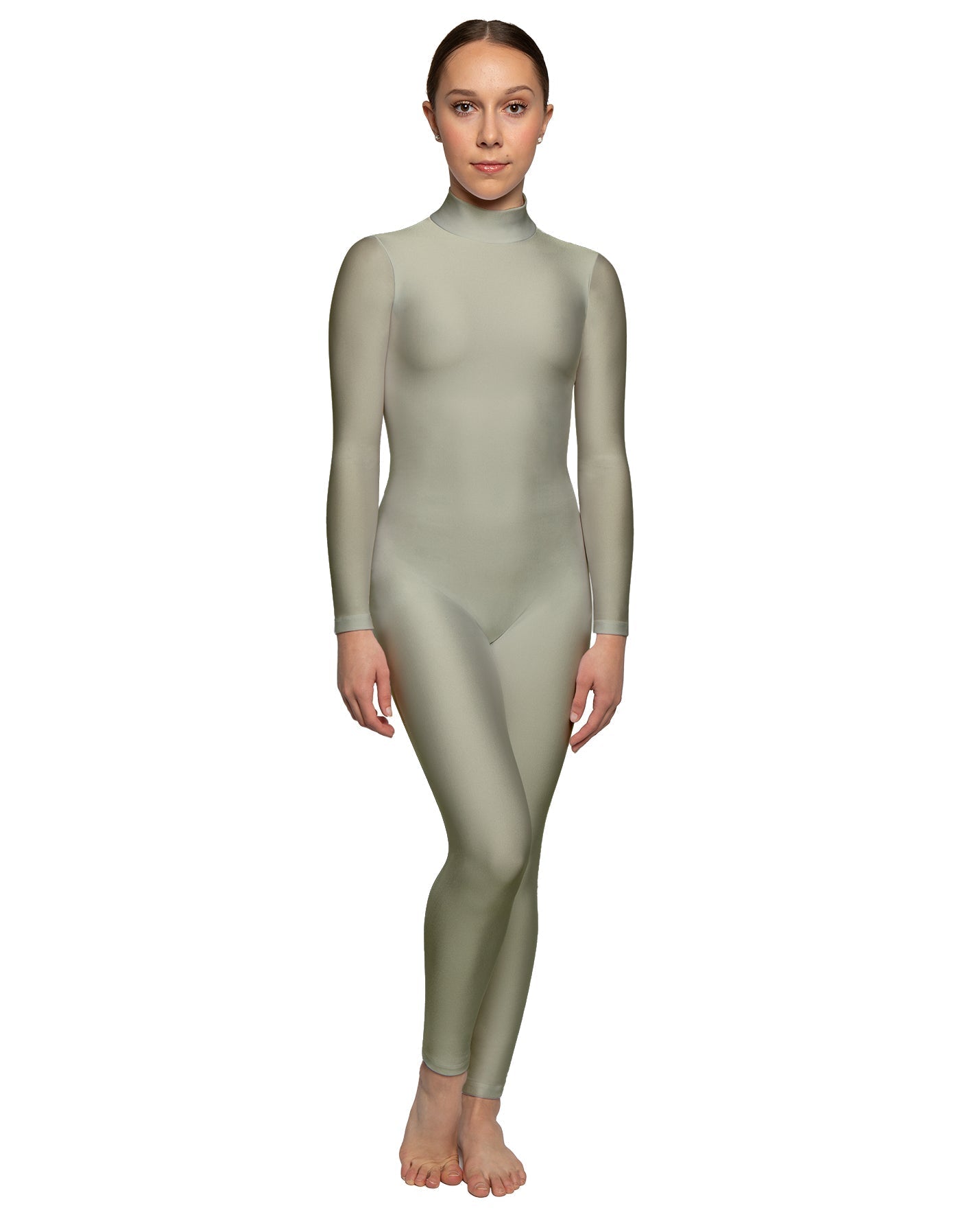 Solid Lycra LS Tneck Open Back Unitard