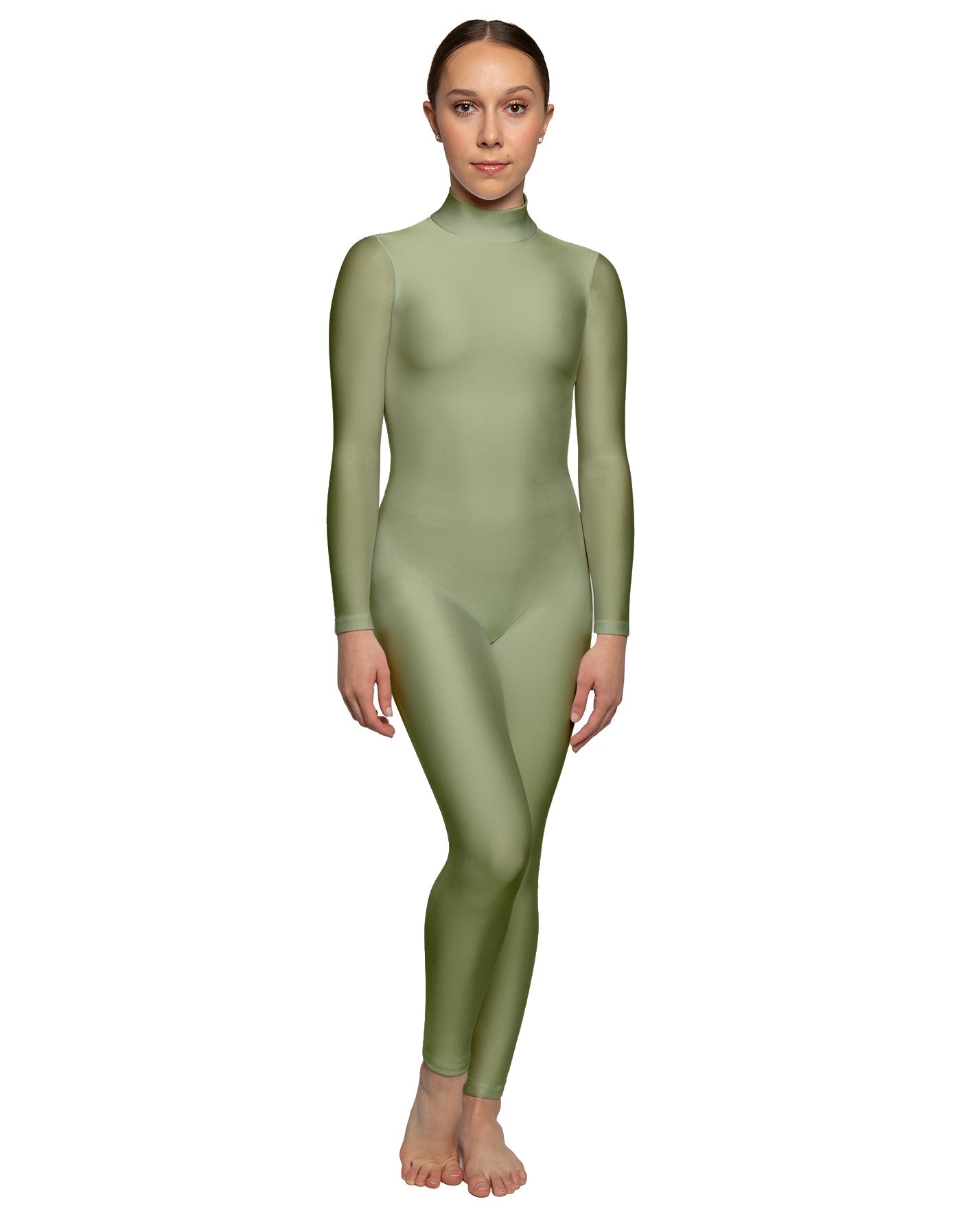 Solid Lycra LS Tneck Open Back Unitard