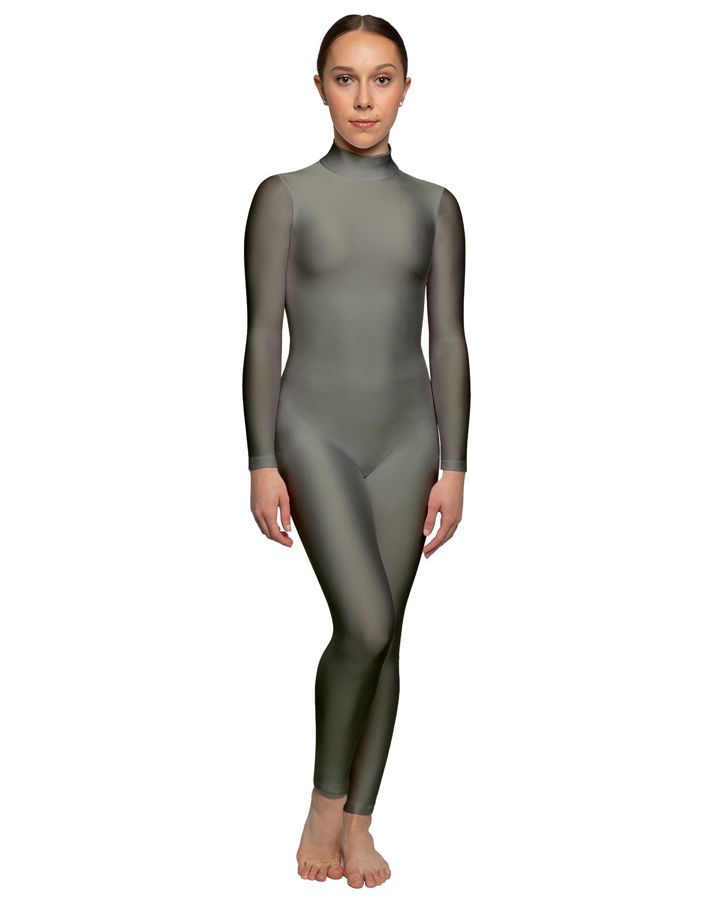 Solid Lycra LS Tneck Open Back Unitard