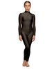 Solid Lycra LS Tneck Open Back Unitard
