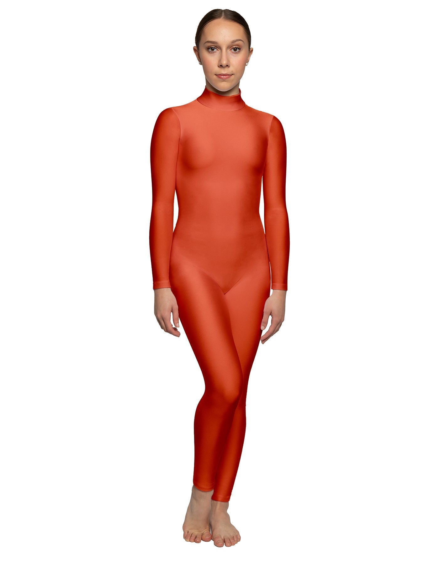 Solid Lycra LS Tneck Open Back Unitard