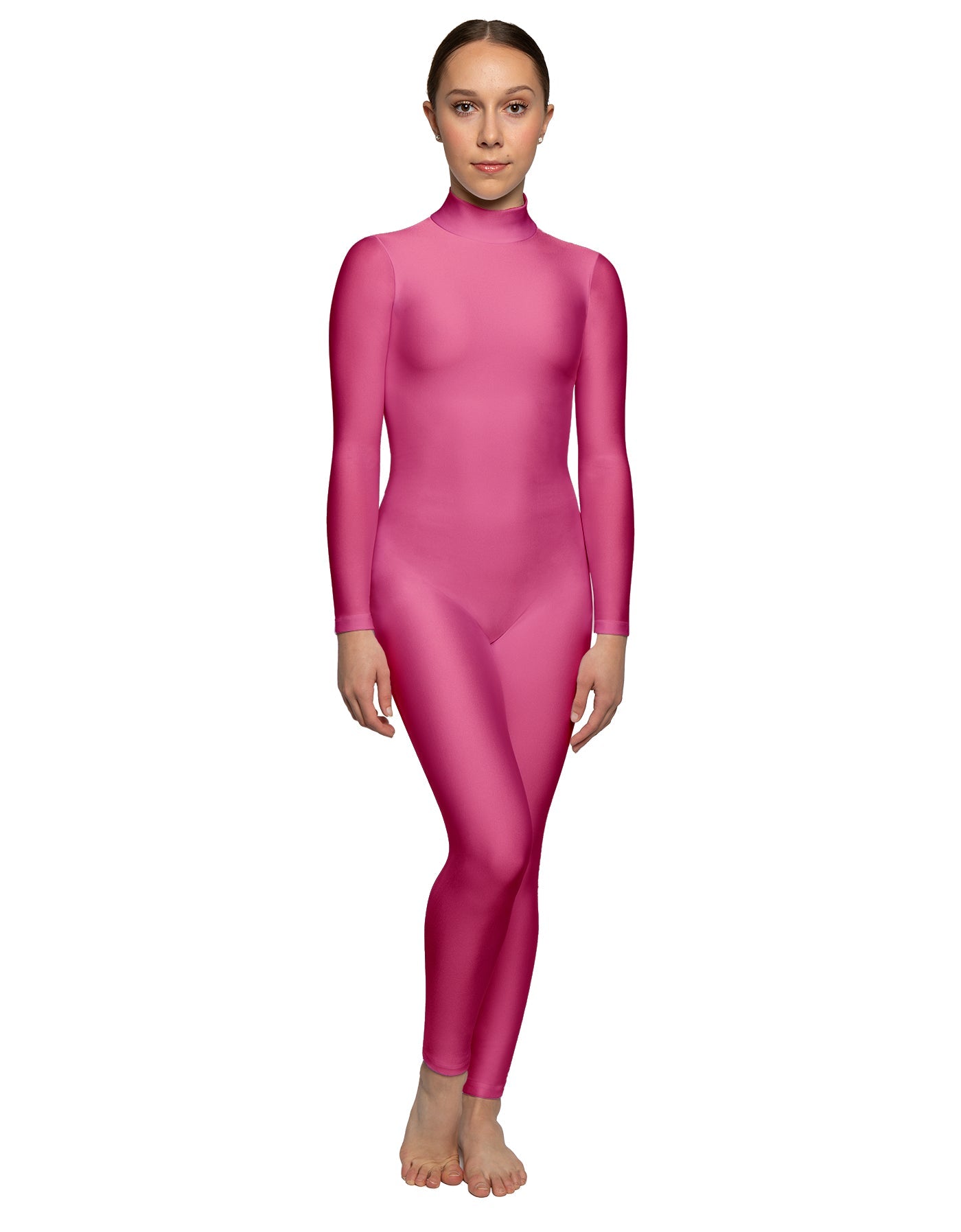 Solid Lycra LS Tneck Open Back Unitard