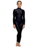 Solid Lycra LS Tneck Open Back Unitard