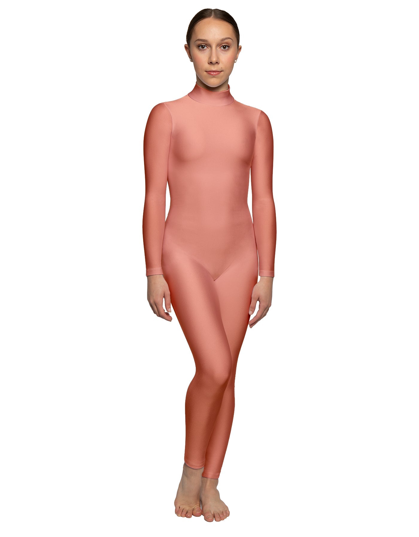Solid Lycra LS Tneck Open Back Unitard