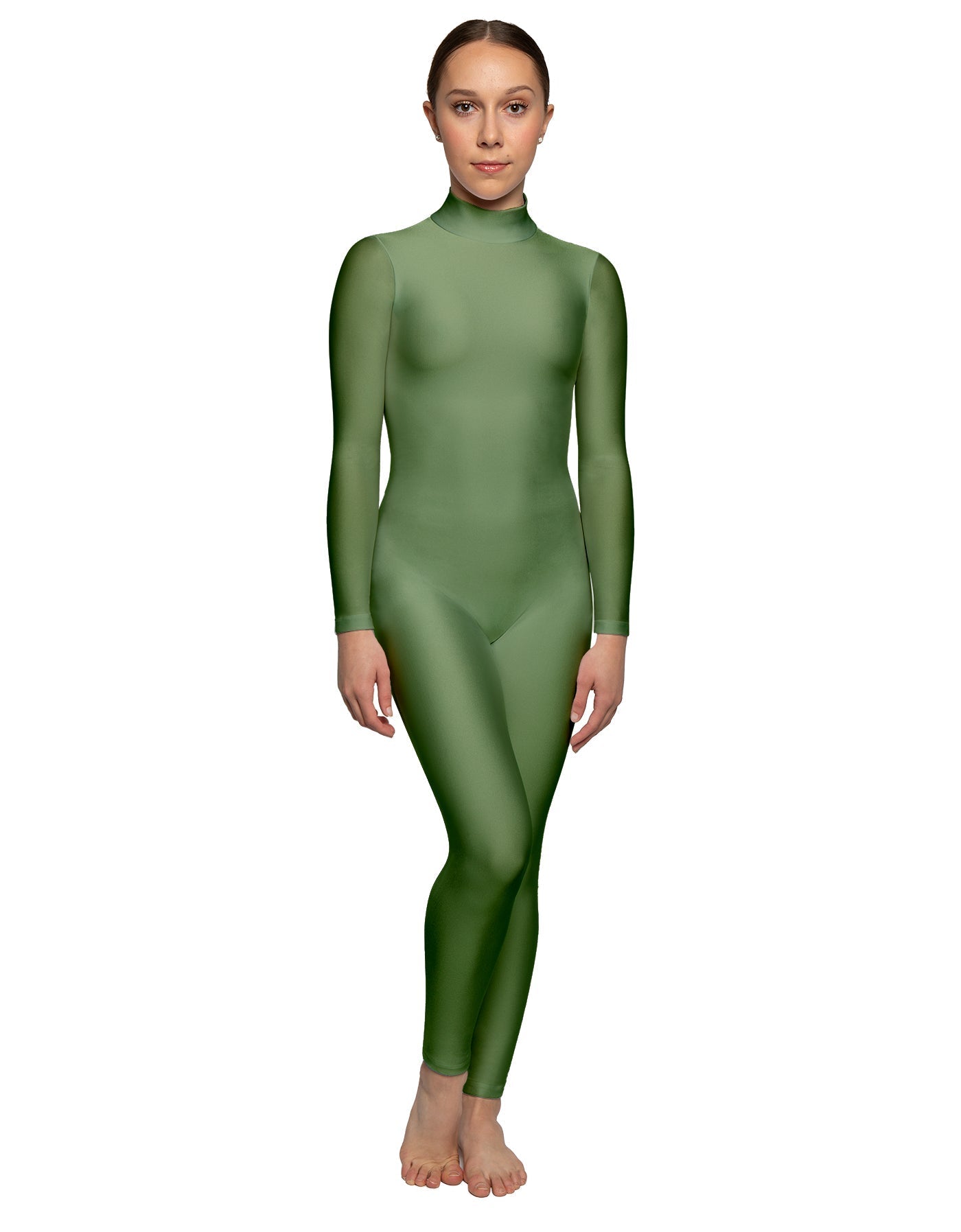Solid Lycra LS Tneck Open Back Unitard