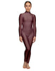 Solid Lycra LS Tneck Open Back Unitard
