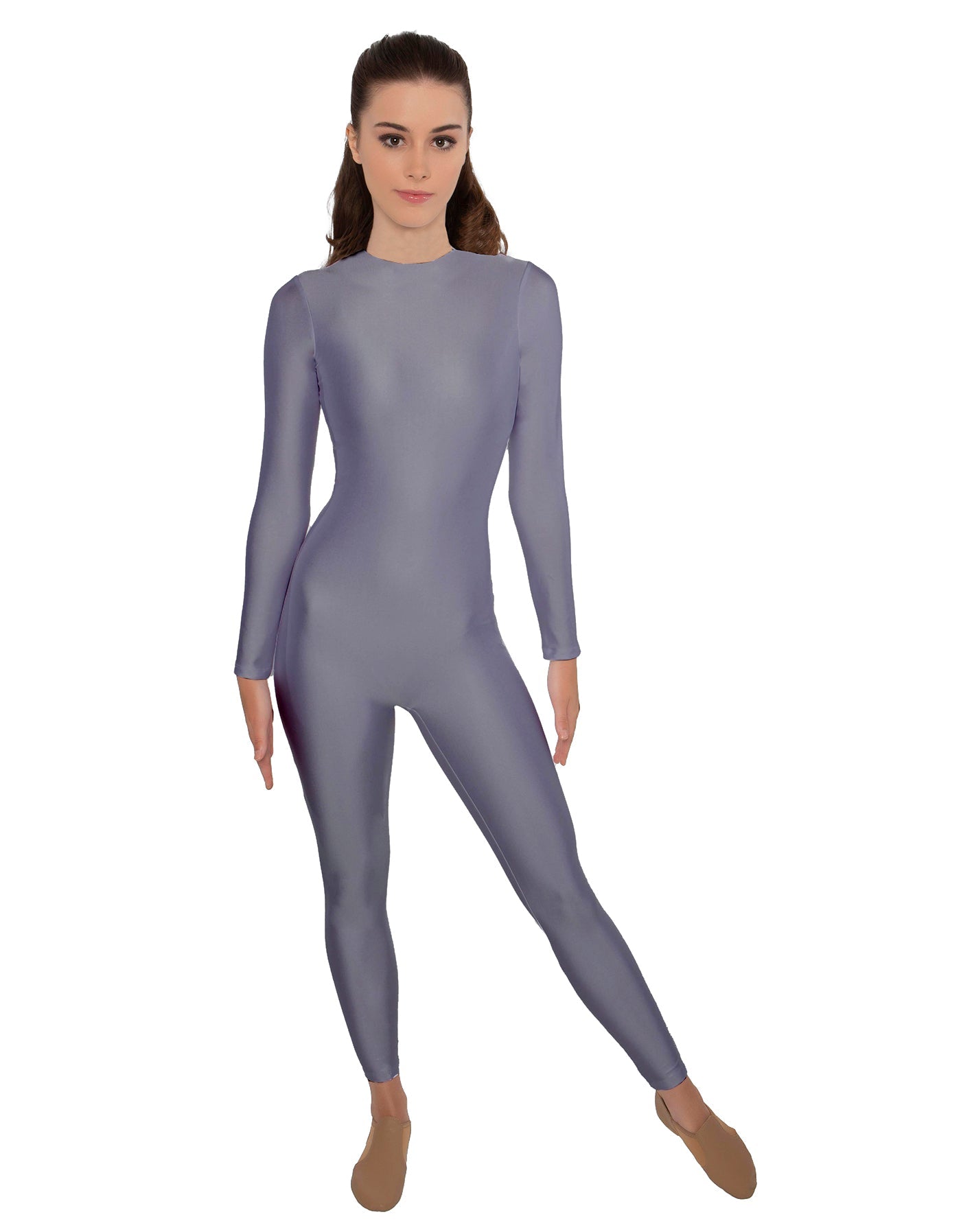 Solid Lycra LS Open Back Unitard