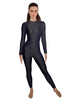 Solid Lycra LS Open Back Unitard