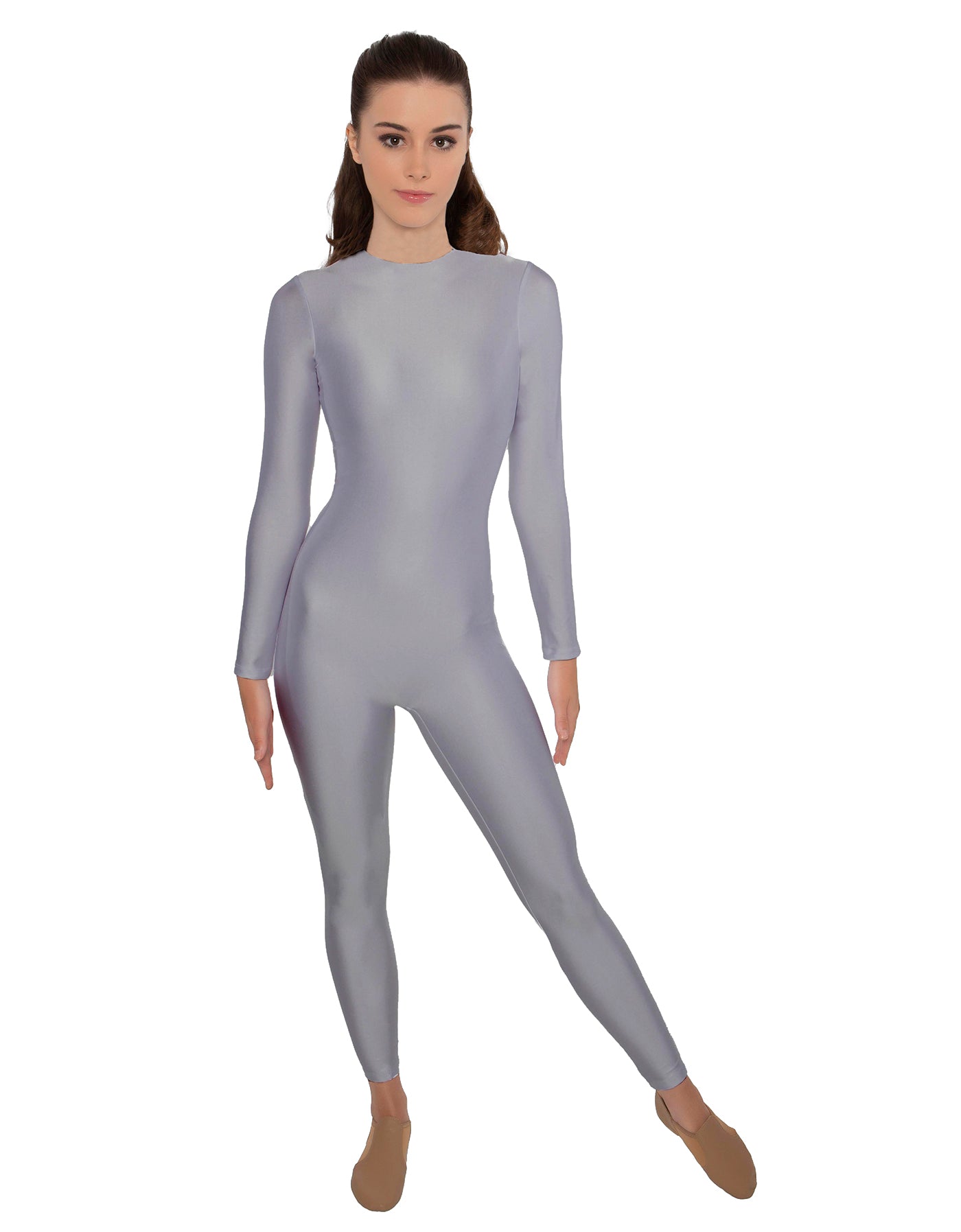 Solid Lycra LS Open Back Unitard