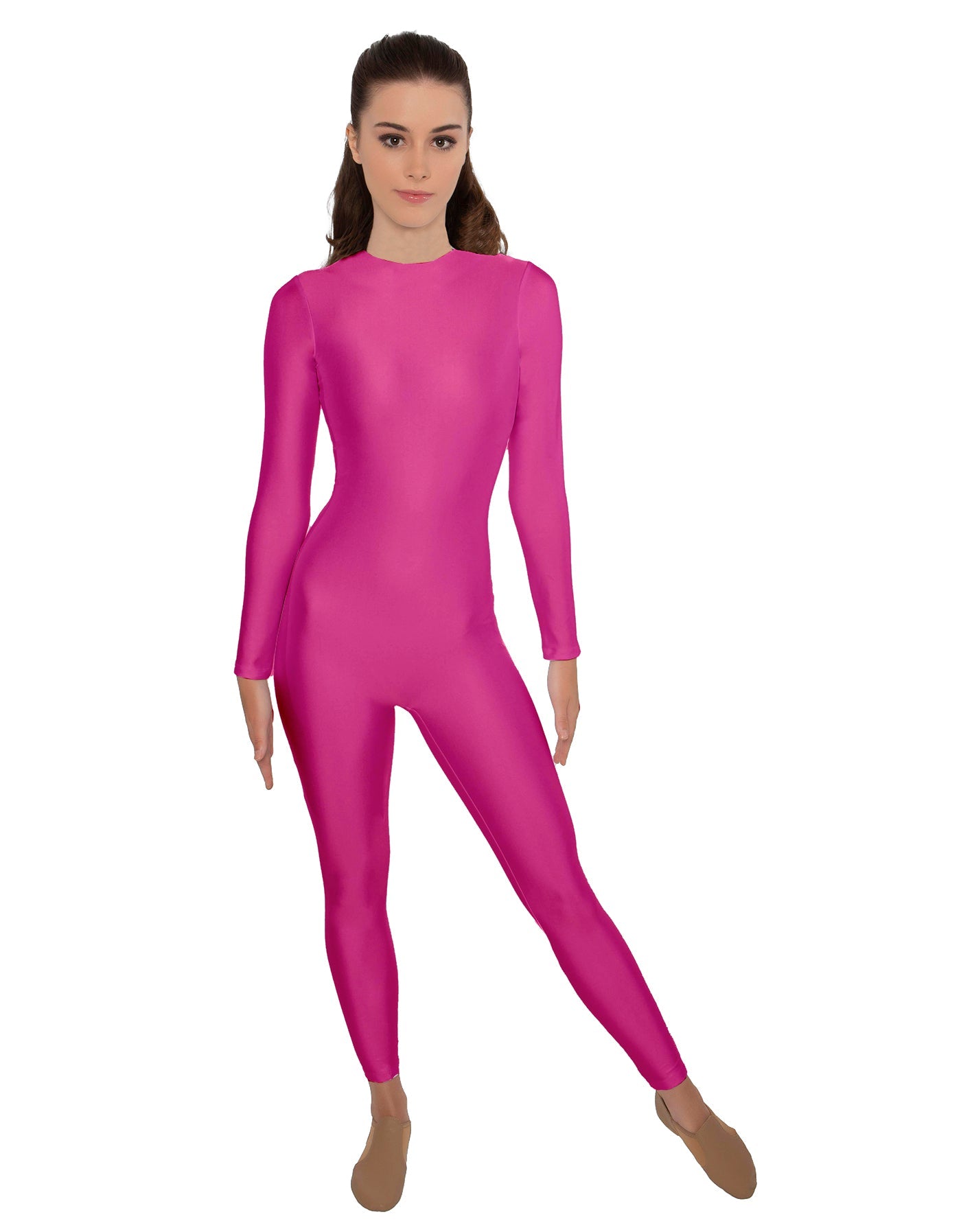 Solid Lycra LS Open Back Unitard