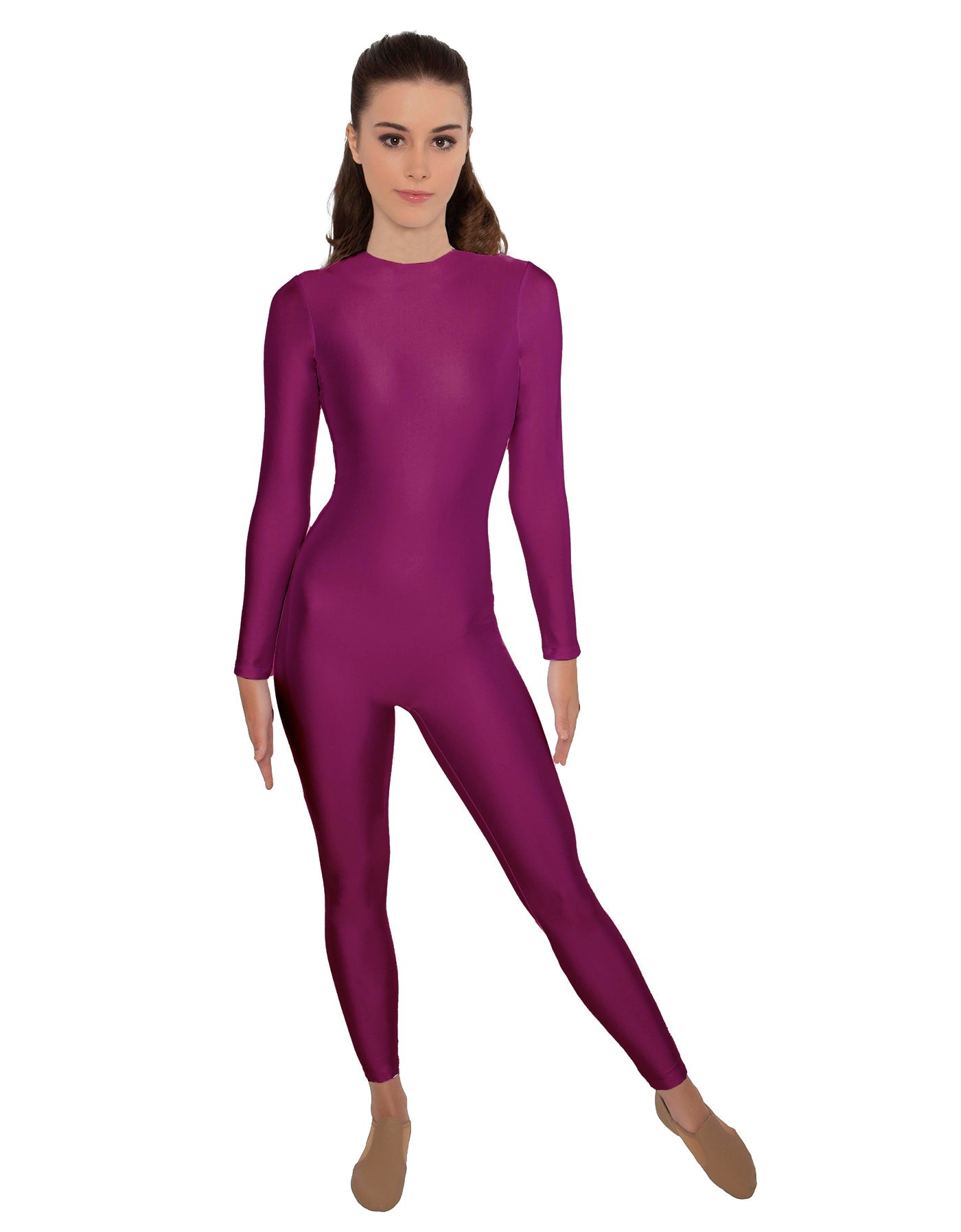 Solid Lycra LS Open Back Unitard