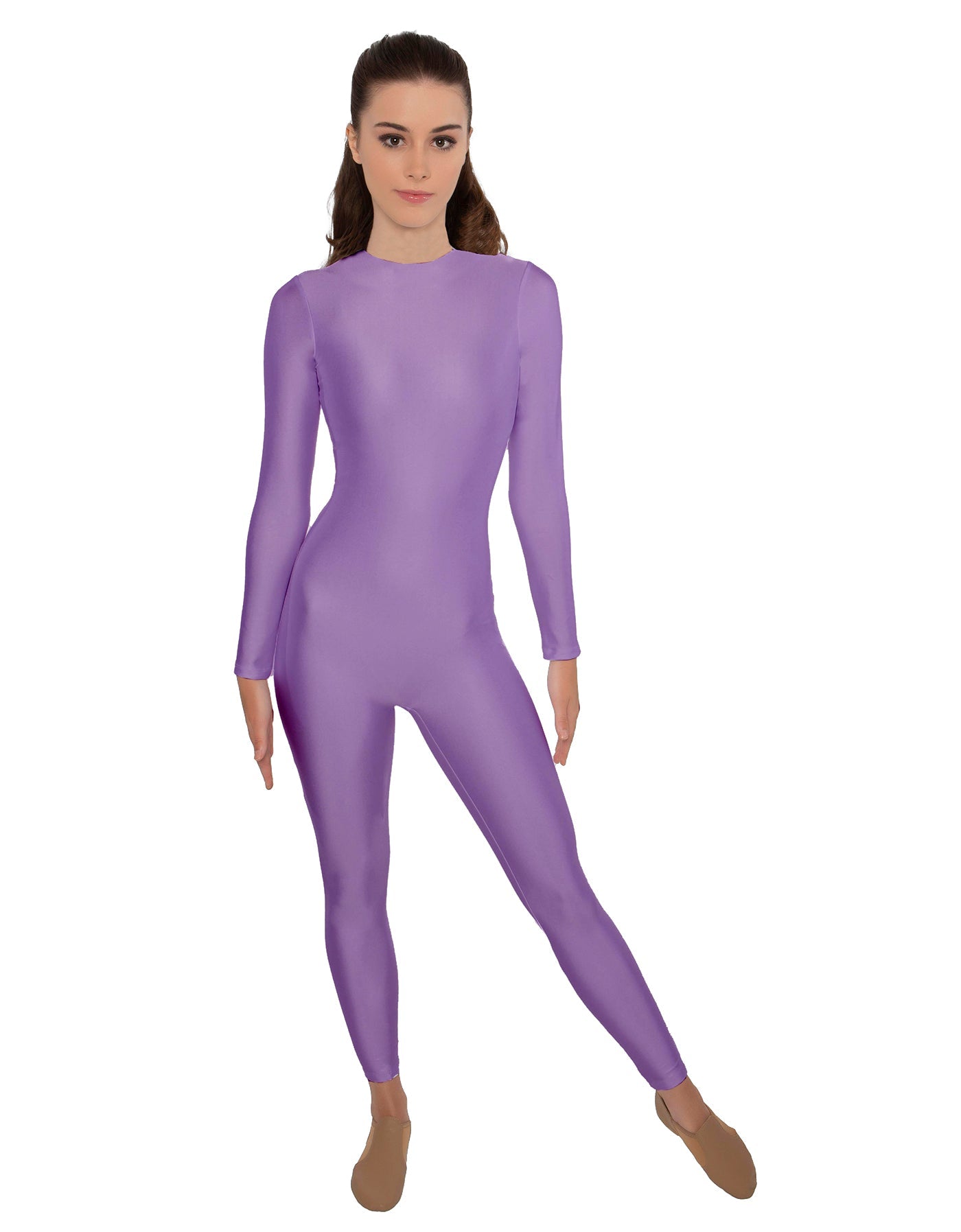 Solid Lycra LS Open Back Unitard