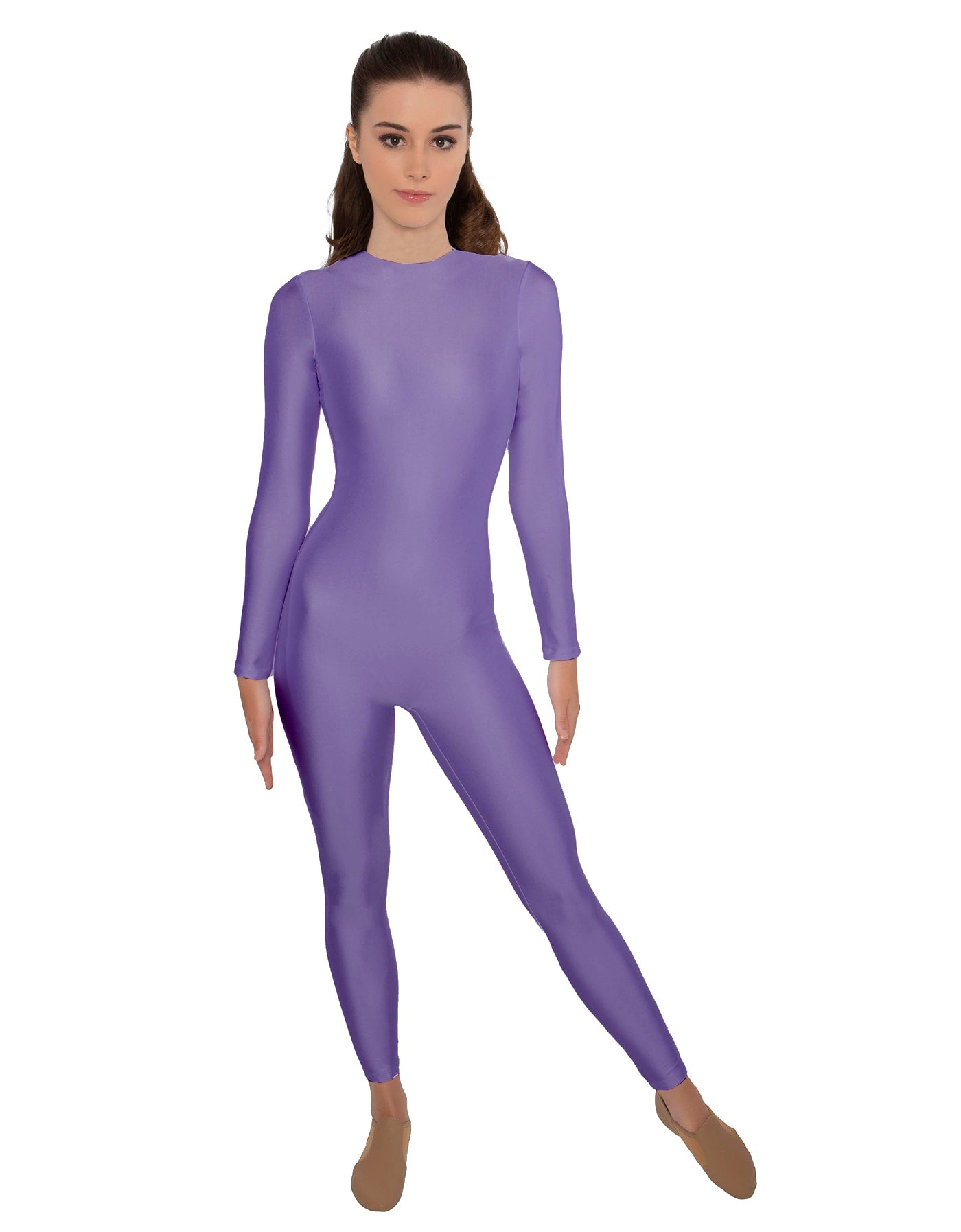 Solid Lycra LS Open Back Unitard