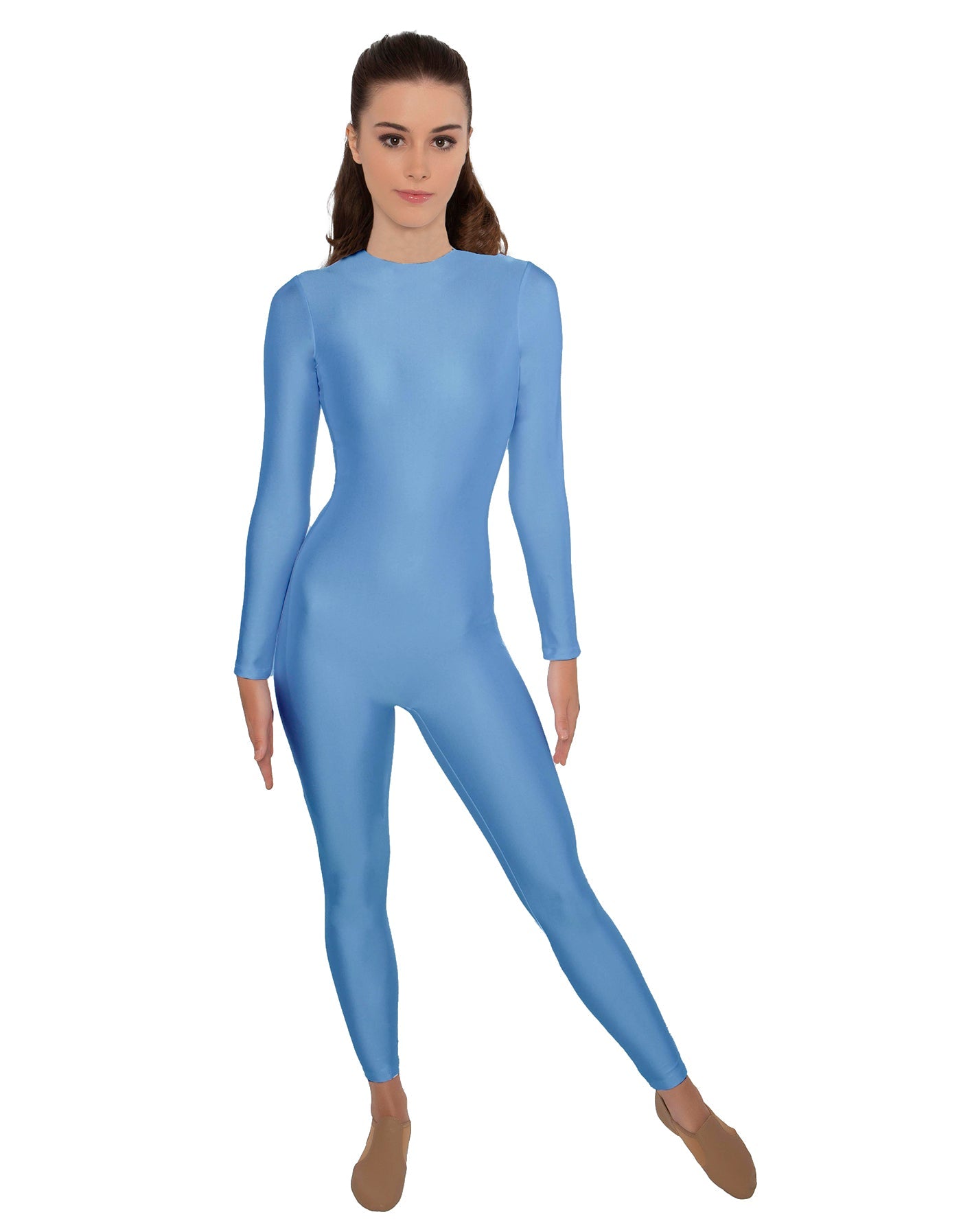 Solid Lycra LS Open Back Unitard