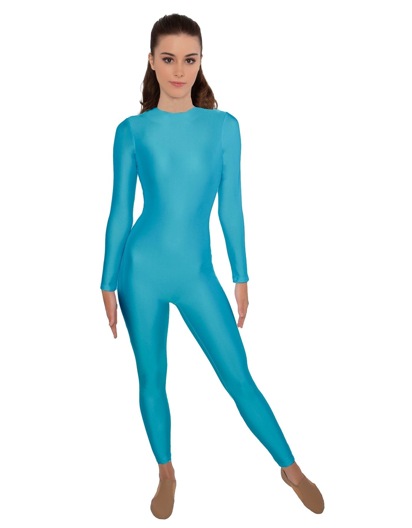 Solid Lycra LS Open Back Unitard