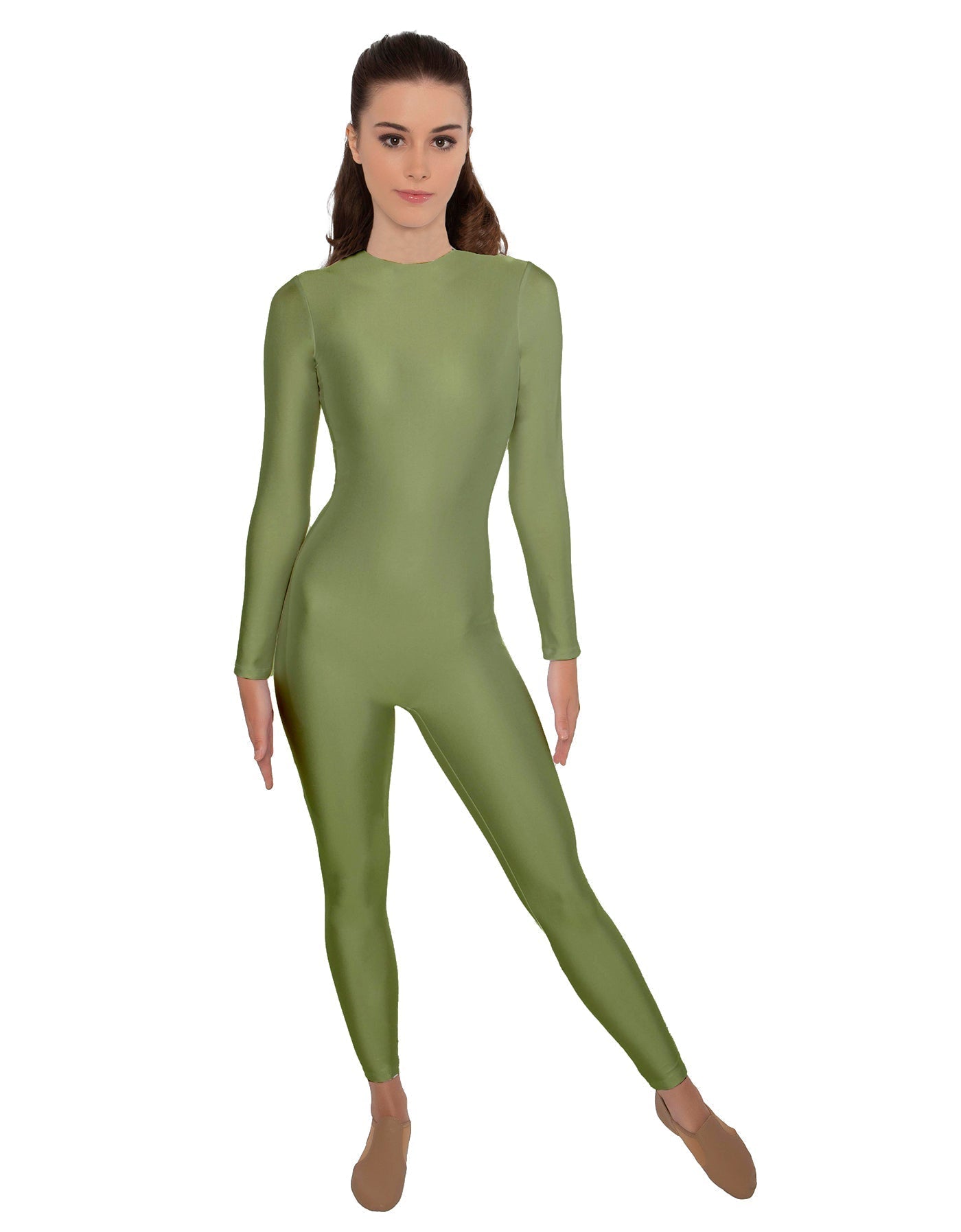Solid Lycra LS Open Back Unitard