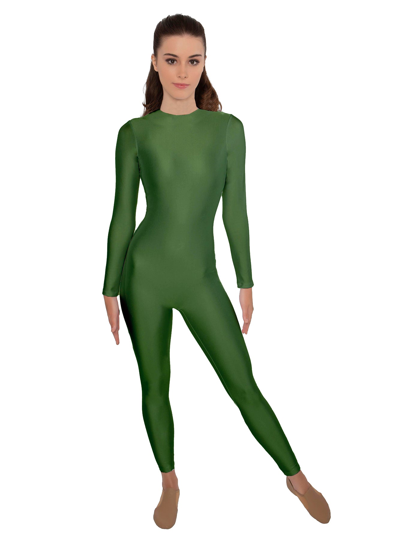 Solid Lycra LS Open Back Unitard