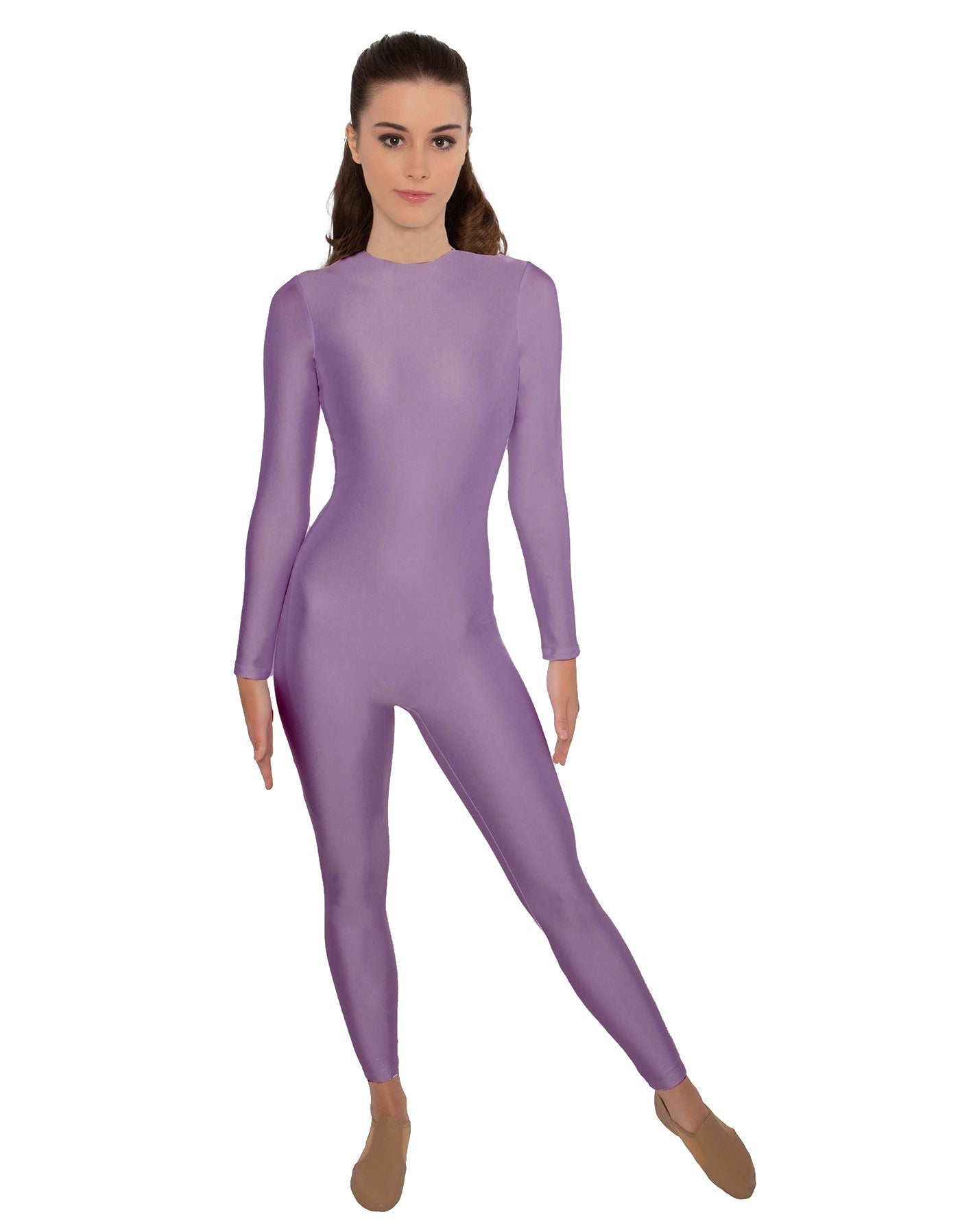 Solid Lycra LS Open Back Unitard