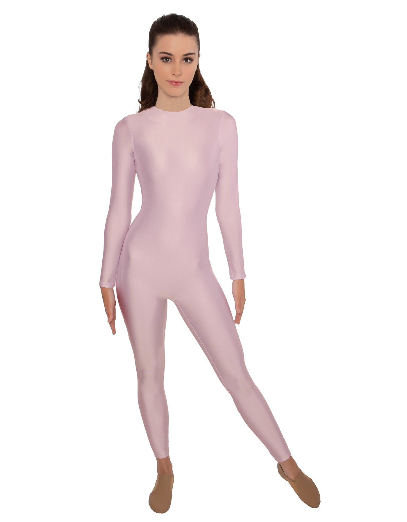 Solid Lycra LS Open Back Unitard