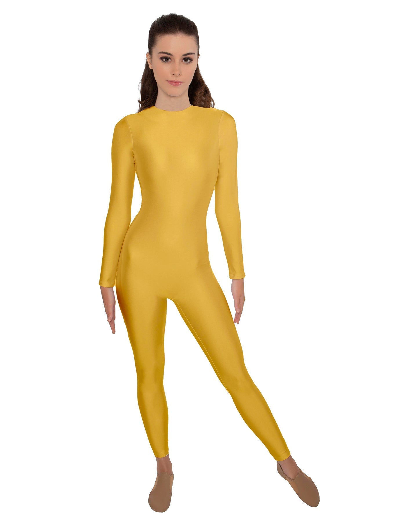 Solid Lycra LS Open Back Unitard
