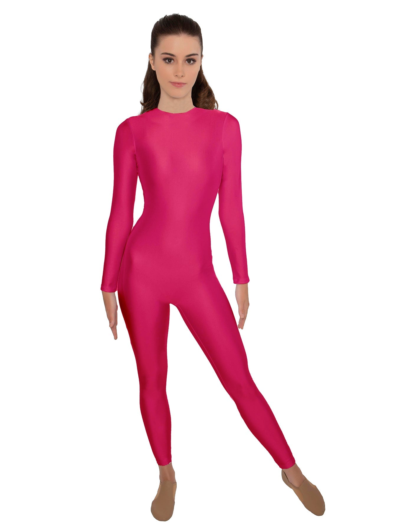 Solid Lycra LS Open Back Unitard