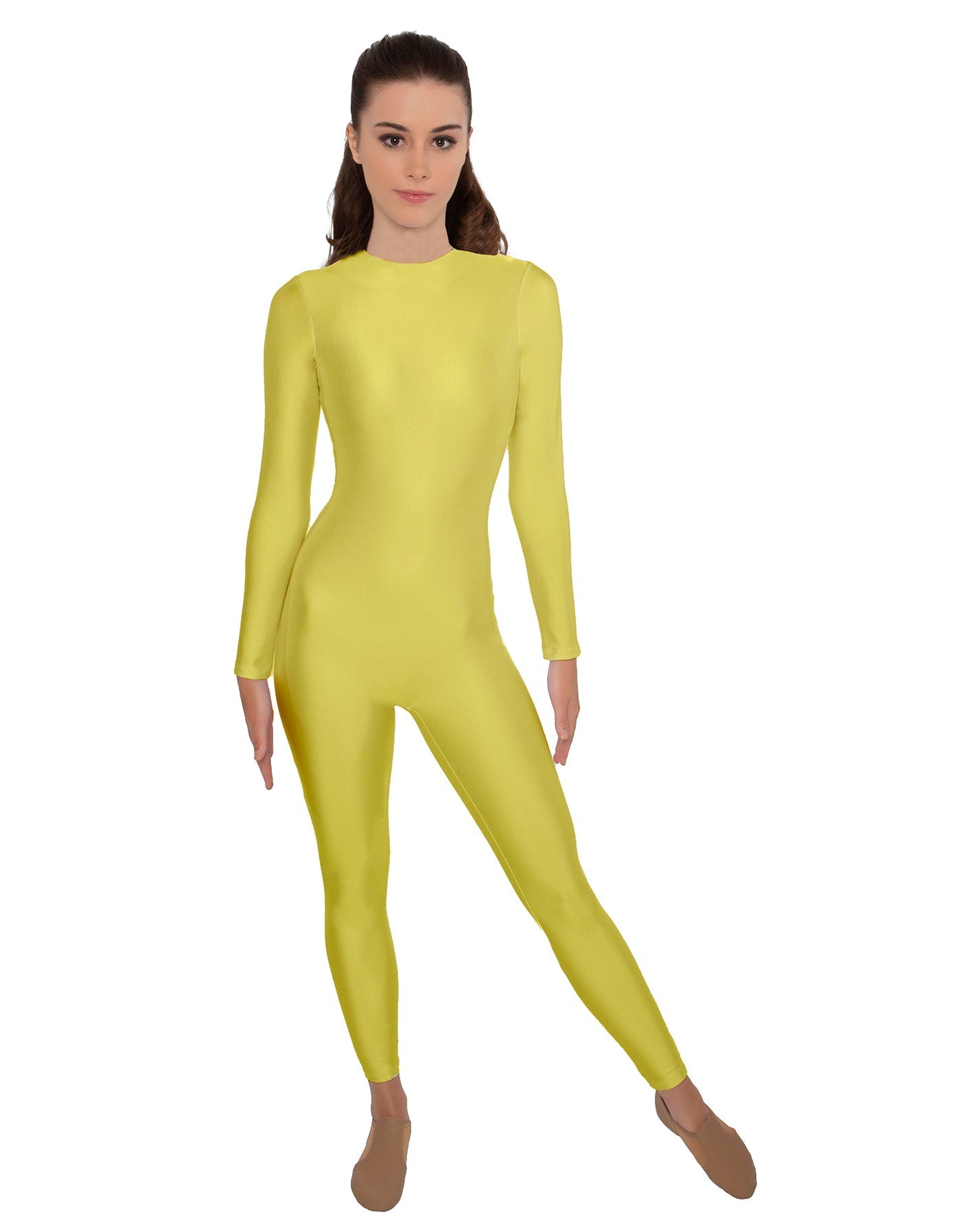 Solid Lycra LS Open Back Unitard