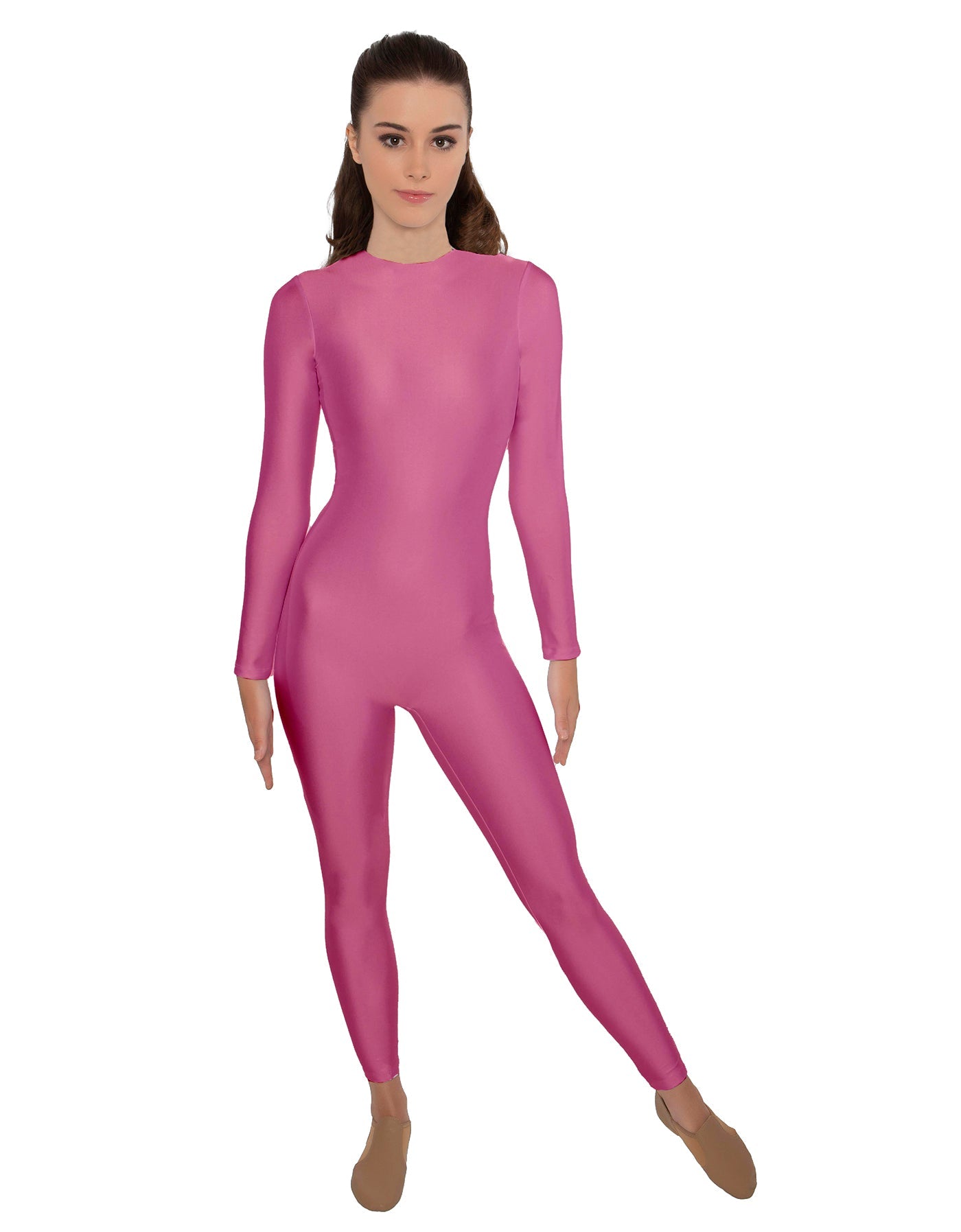 Solid Lycra LS Open Back Unitard
