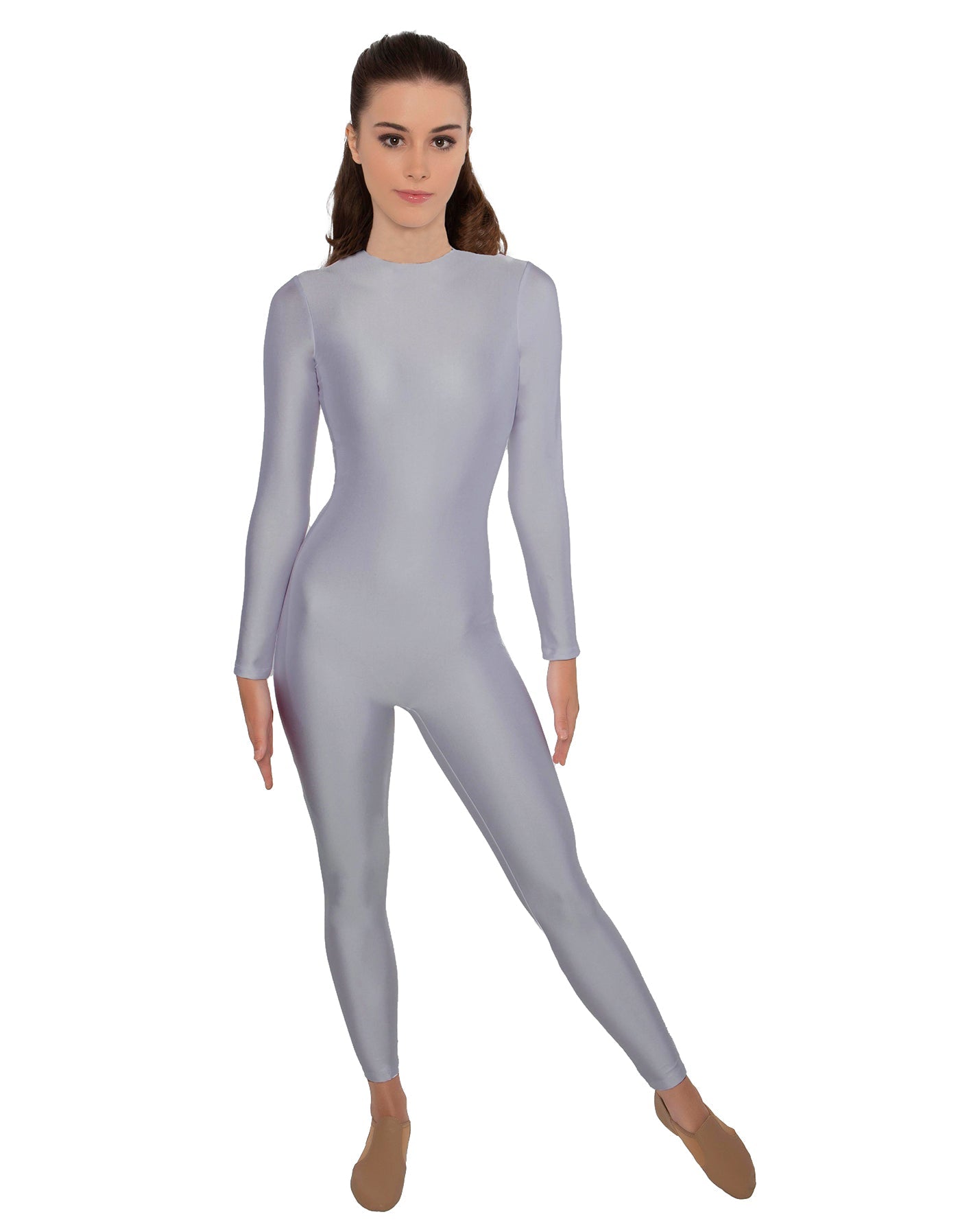 Solid Lycra LS Open Back Unitard